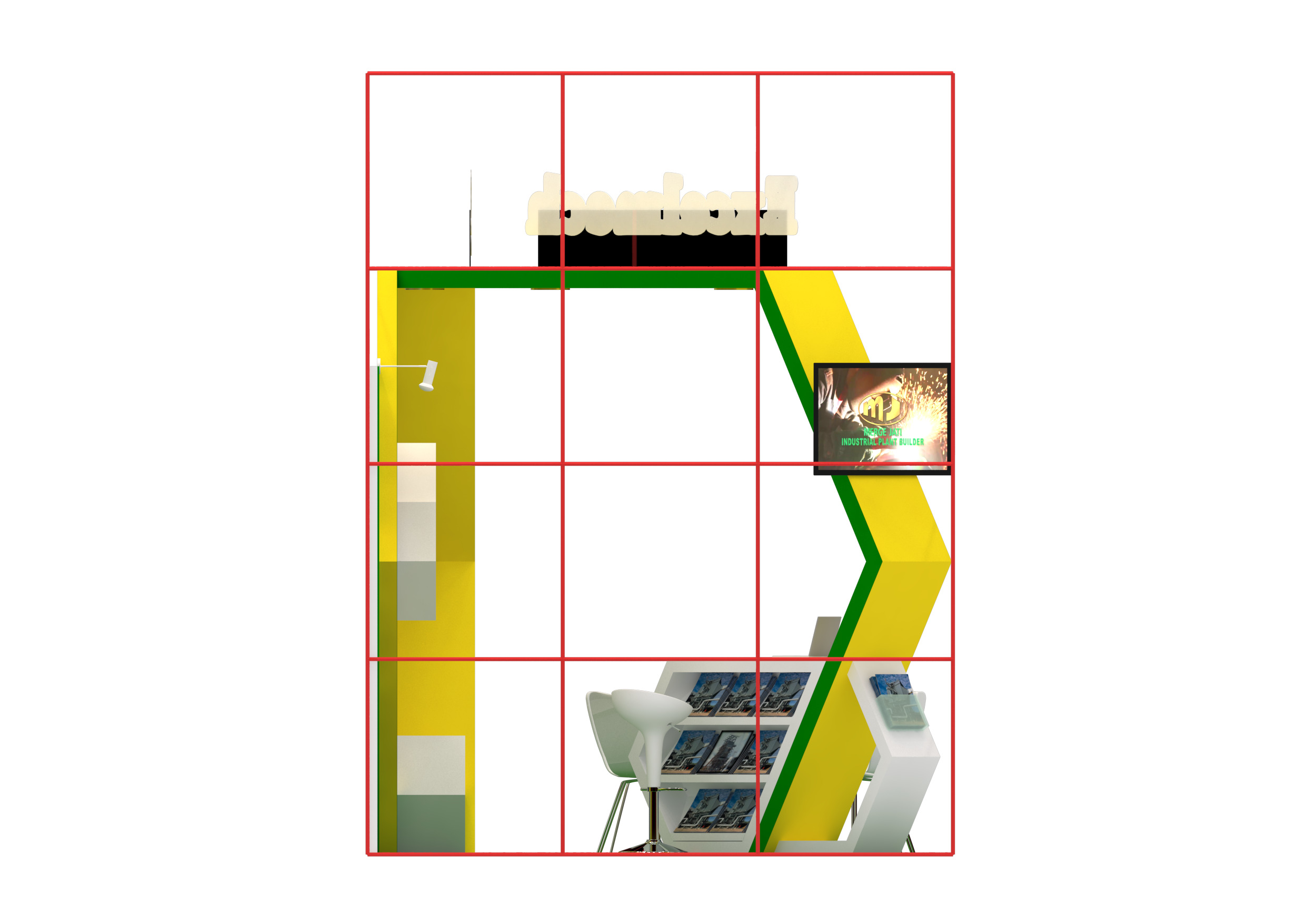 Exhibition Booth Design 6m x 3m - 3 side open Low-poly 3D model_6