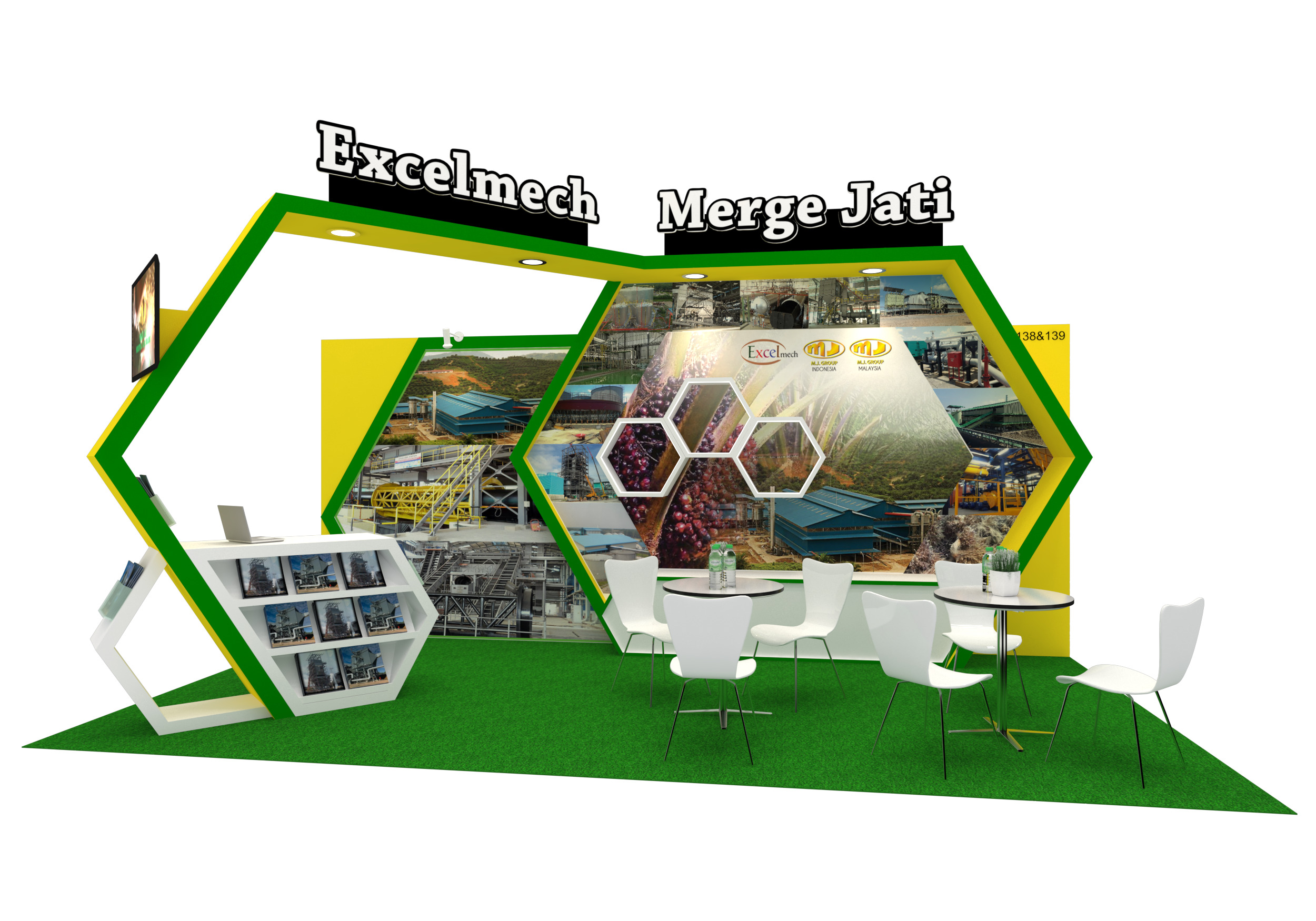 Exhibition Booth Design 6m x 3m - 3 side open Low-poly 3D model_1
