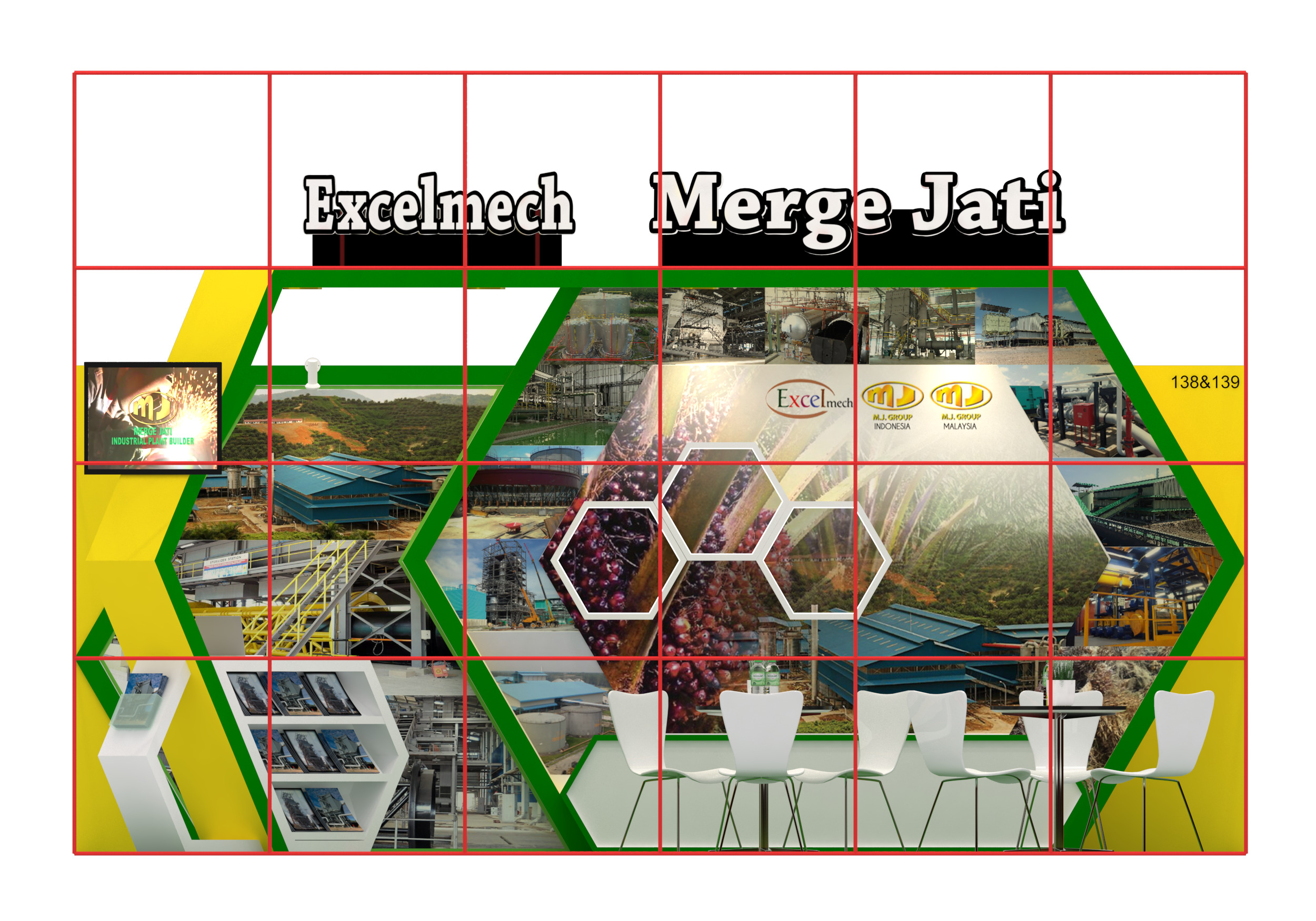 Exhibition Booth Design 6m x 3m - 3 side open Low-poly 3D model_5