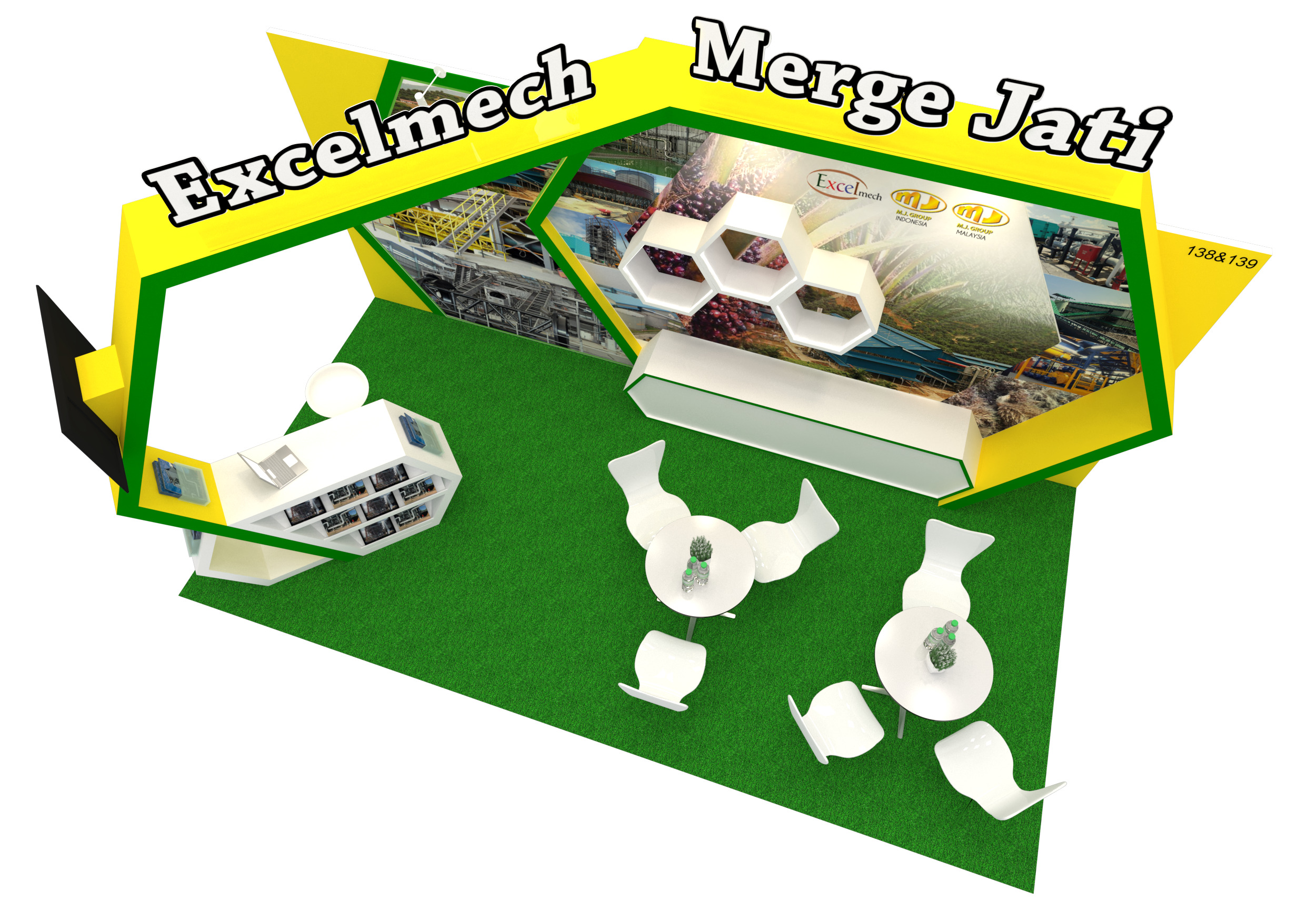 Exhibition Booth Design 6m x 3m - 3 side open Low-poly 3D model_3