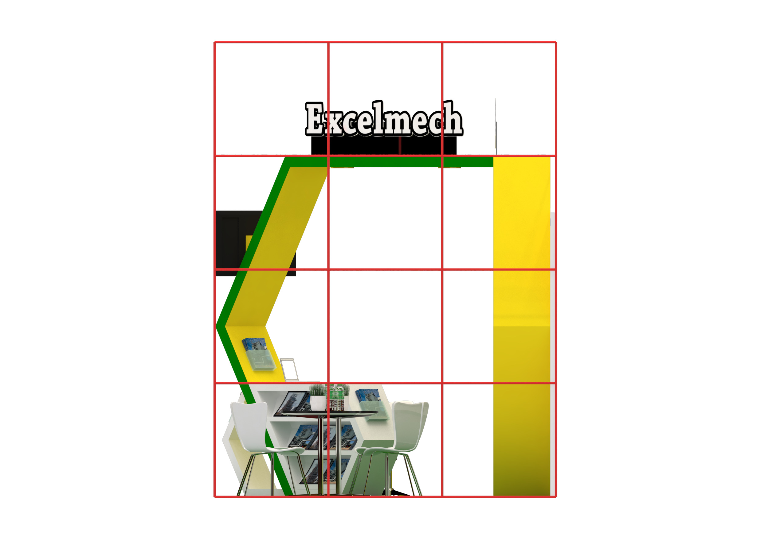 Exhibition Booth Design 6m x 3m - 3 side open Low-poly 3D model_7