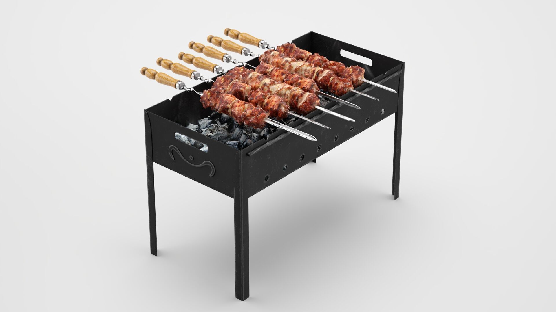 Shish Kebab on the Grill 3D model_7