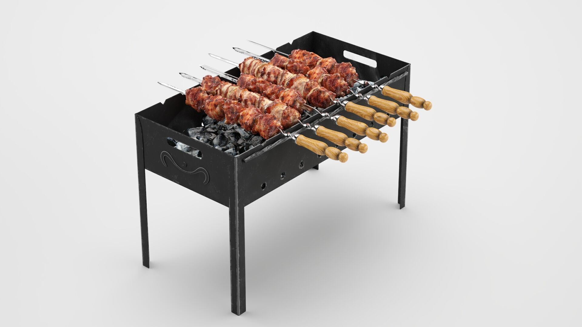 Shish Kebab on the Grill 3D model_3