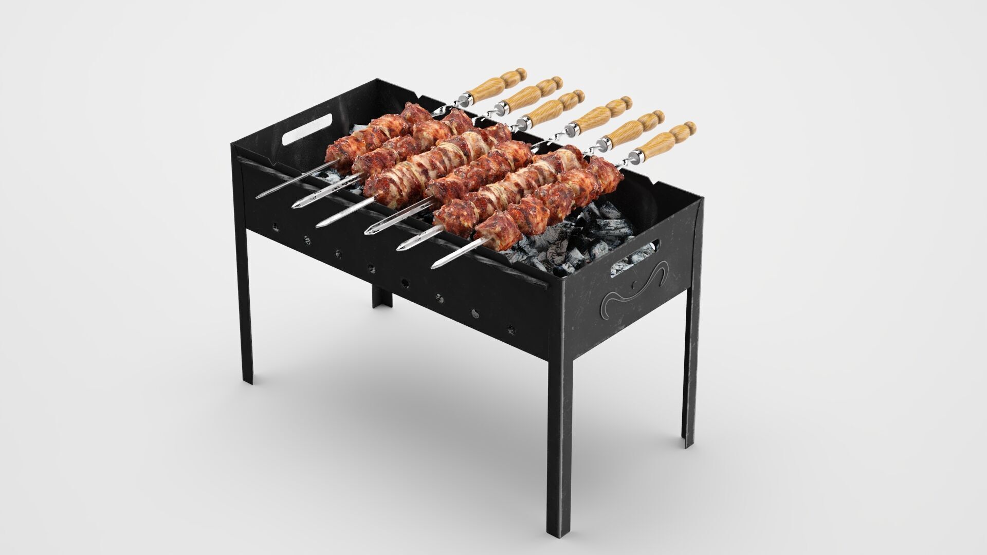 Shish Kebab on the Grill 3D model_5