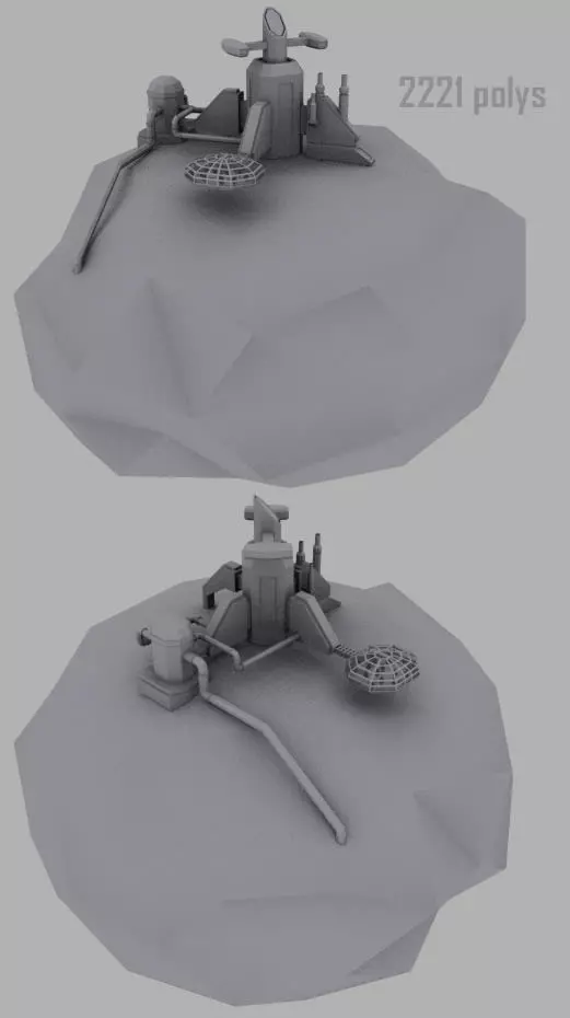 Asteroid mining colony Free 3D model_0