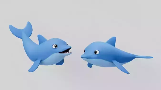 Rigged Cartoon Dolphin