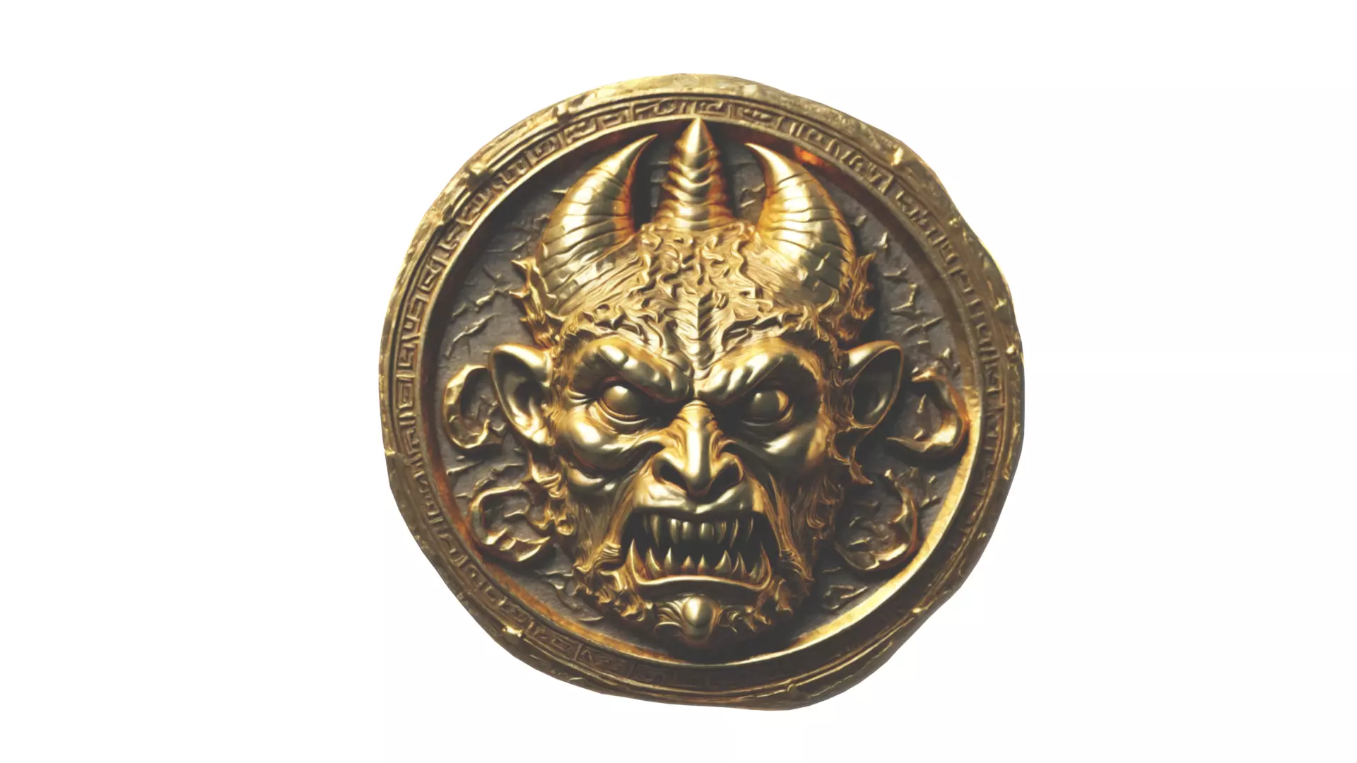devil  vintage coin Low-poly 3D model_0