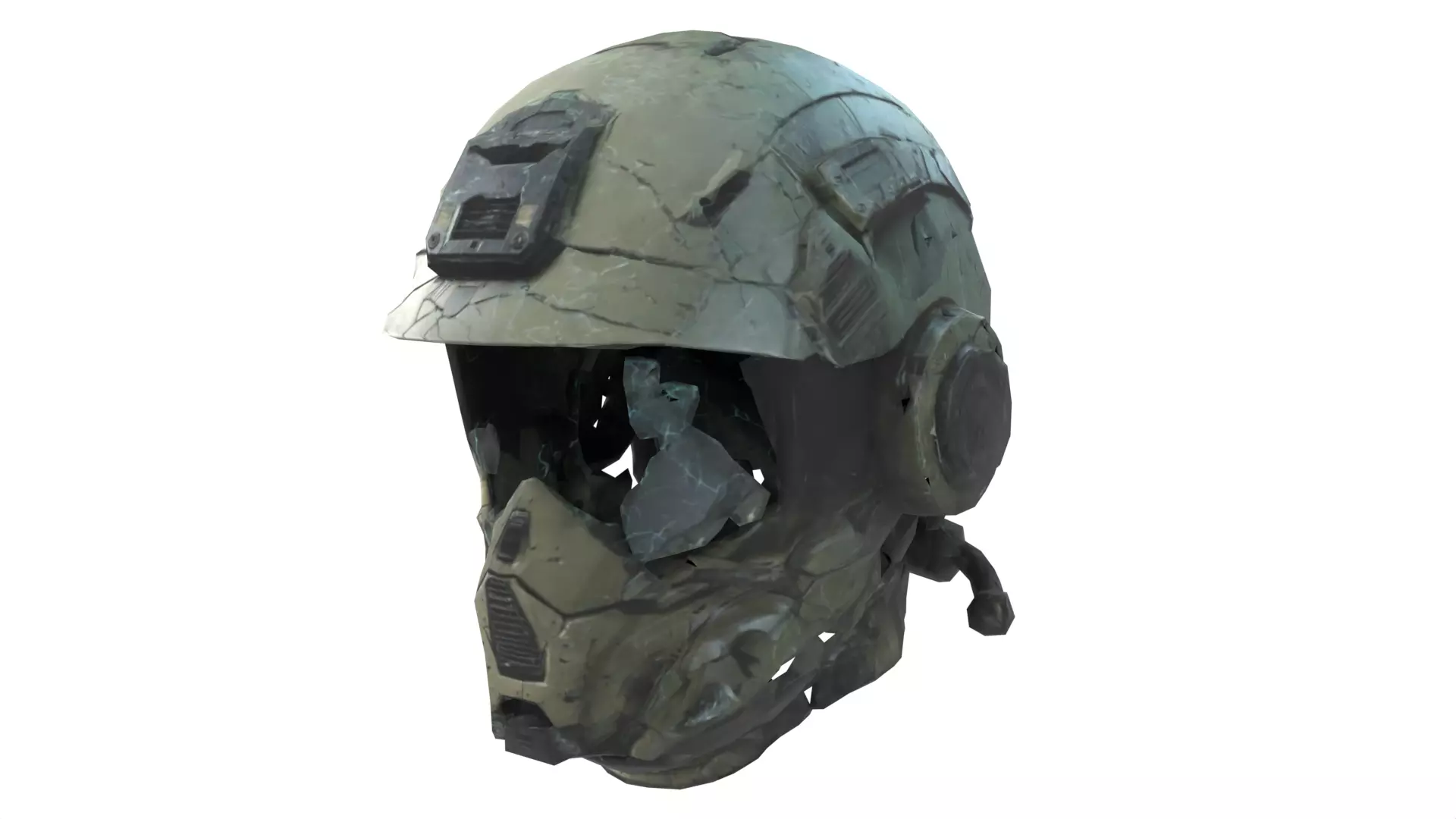 damaged helmet Low-poly 3D model_0