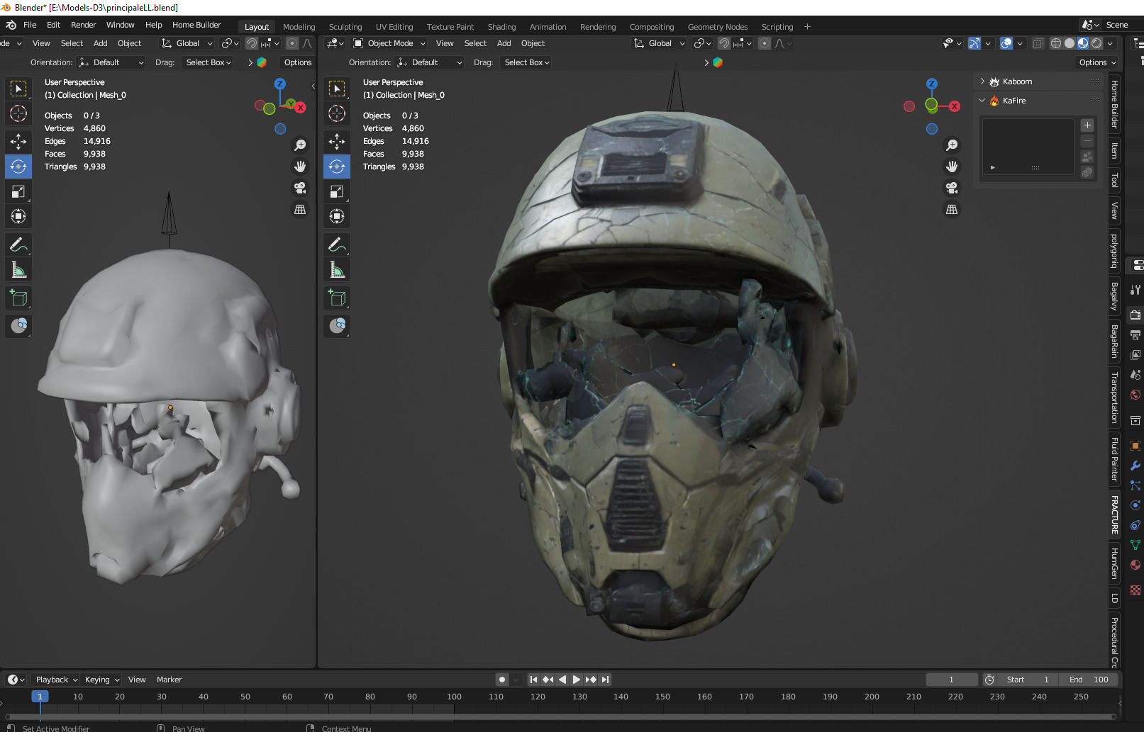 damaged helmet Low-poly 3D model_2