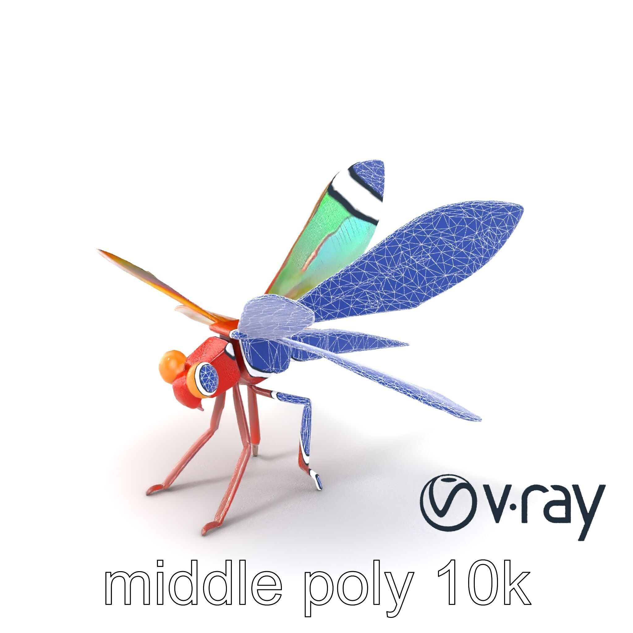 Origami Dragonfly Iridescent Wings model pack Low-poly 3D model_10