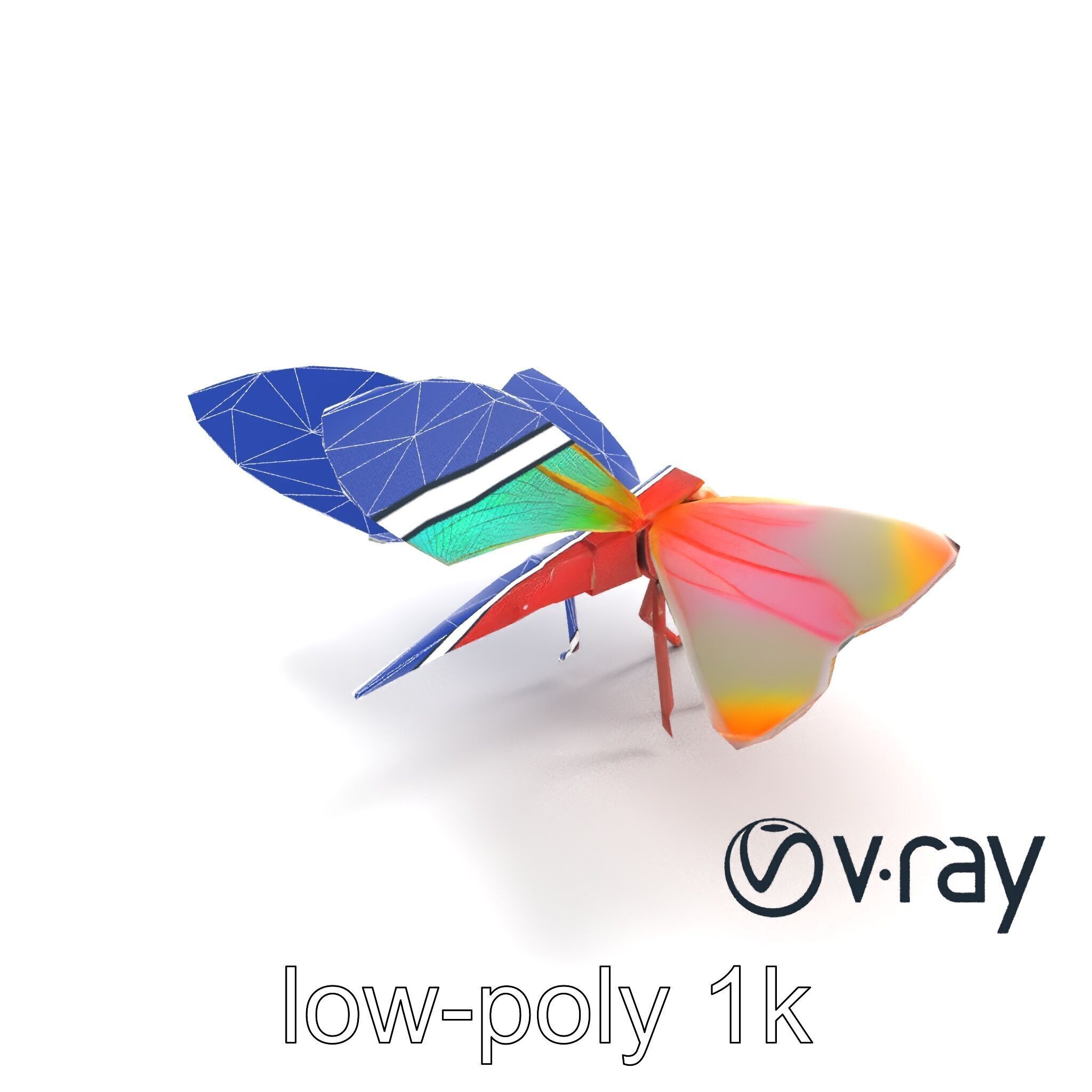 Origami Dragonfly Iridescent Wings model pack Low-poly 3D model_21