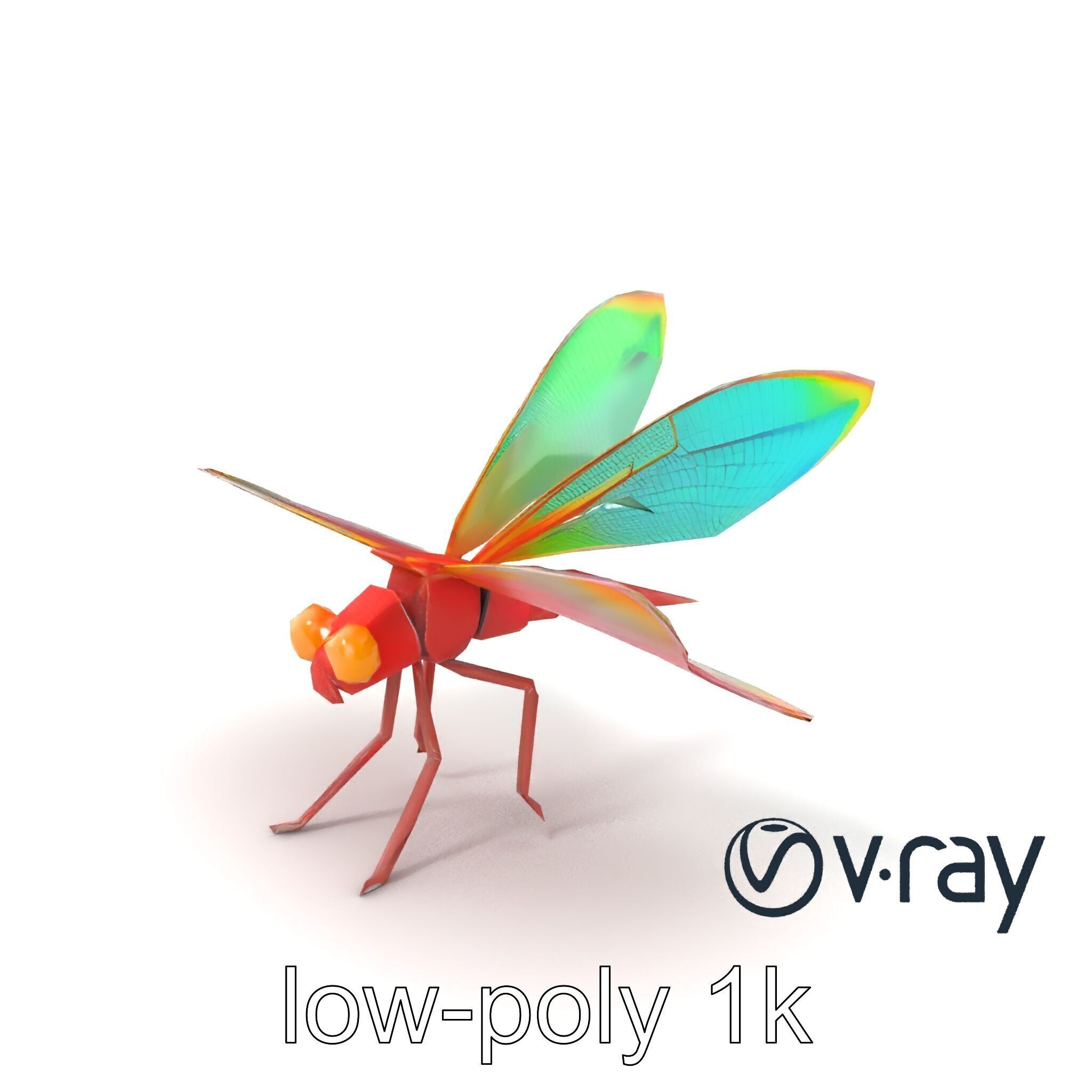 Origami Dragonfly Iridescent Wings model pack Low-poly 3D model_2