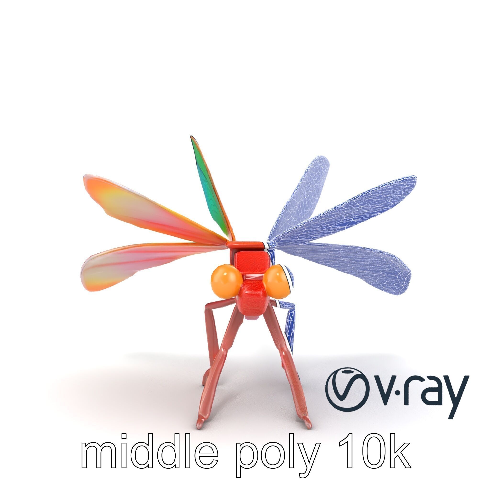 Origami Dragonfly Iridescent Wings model pack Low-poly 3D model_25
