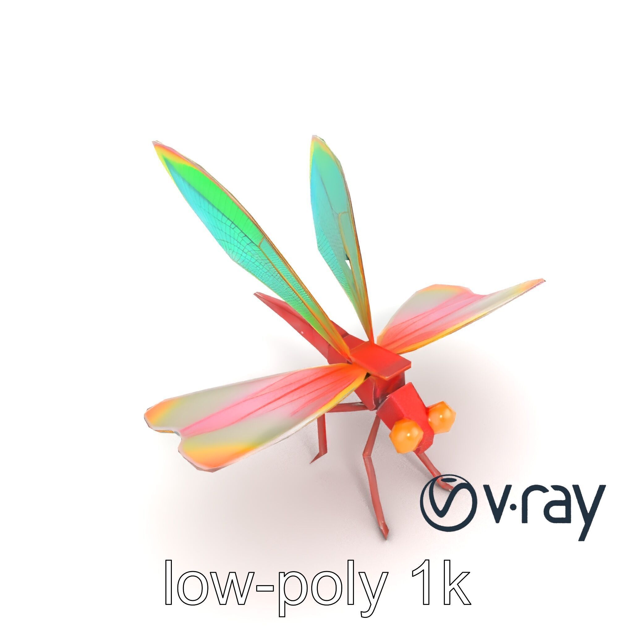Origami Dragonfly Iridescent Wings model pack Low-poly 3D model_14