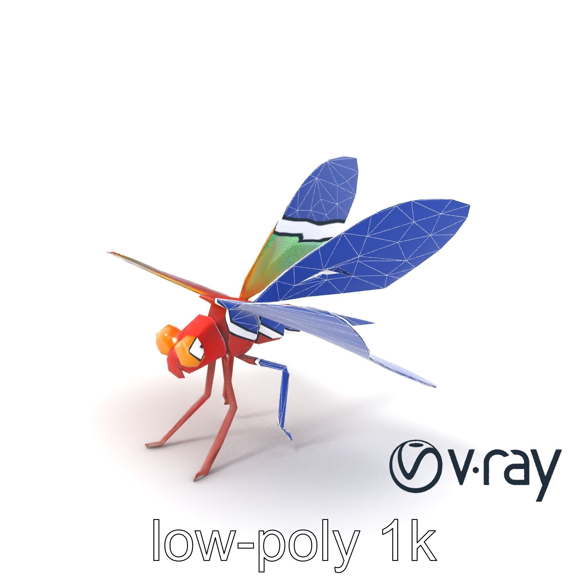 Origami Dragonfly Iridescent Wings model pack Low-poly 3D model_5