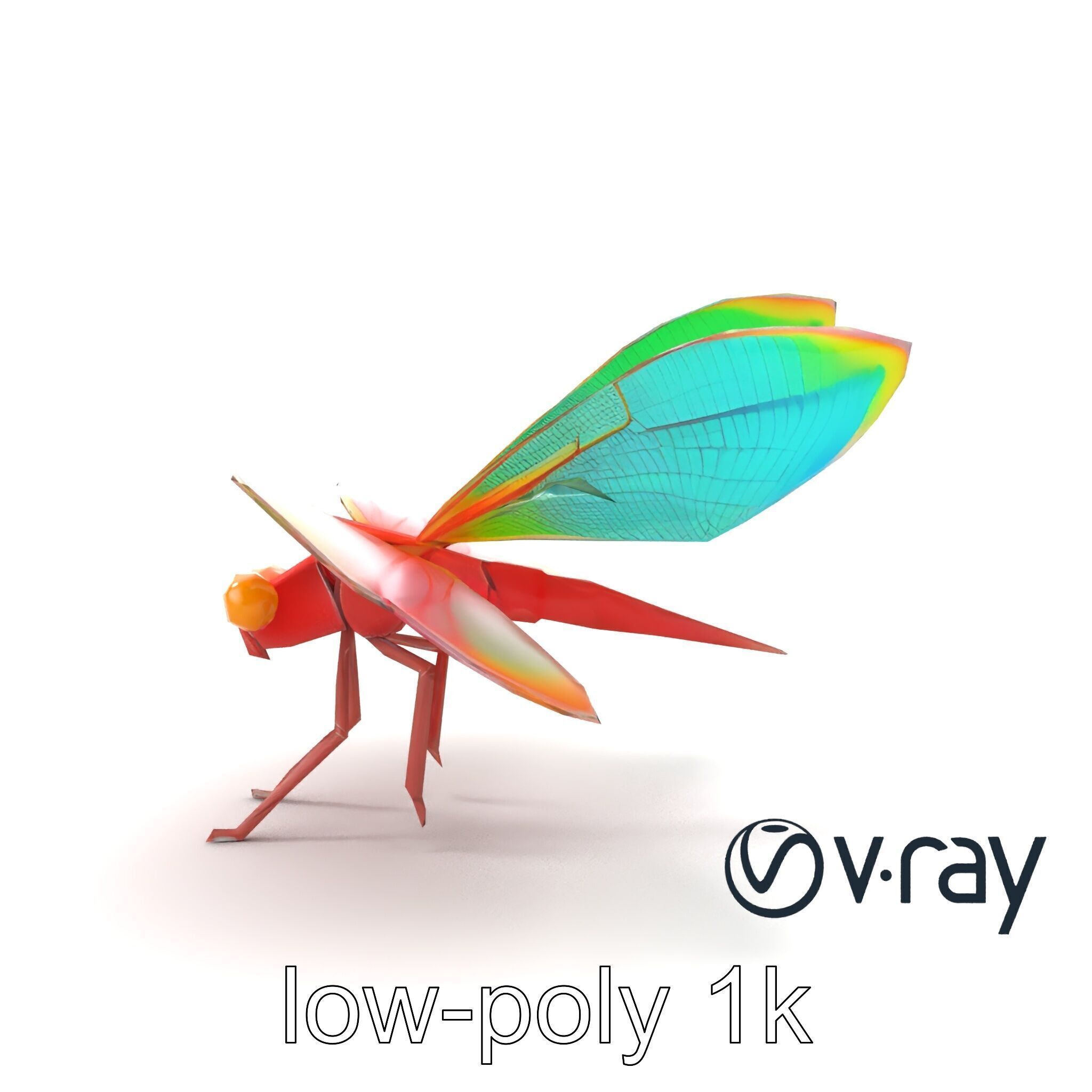 Origami Dragonfly Iridescent Wings model pack Low-poly 3D model_28