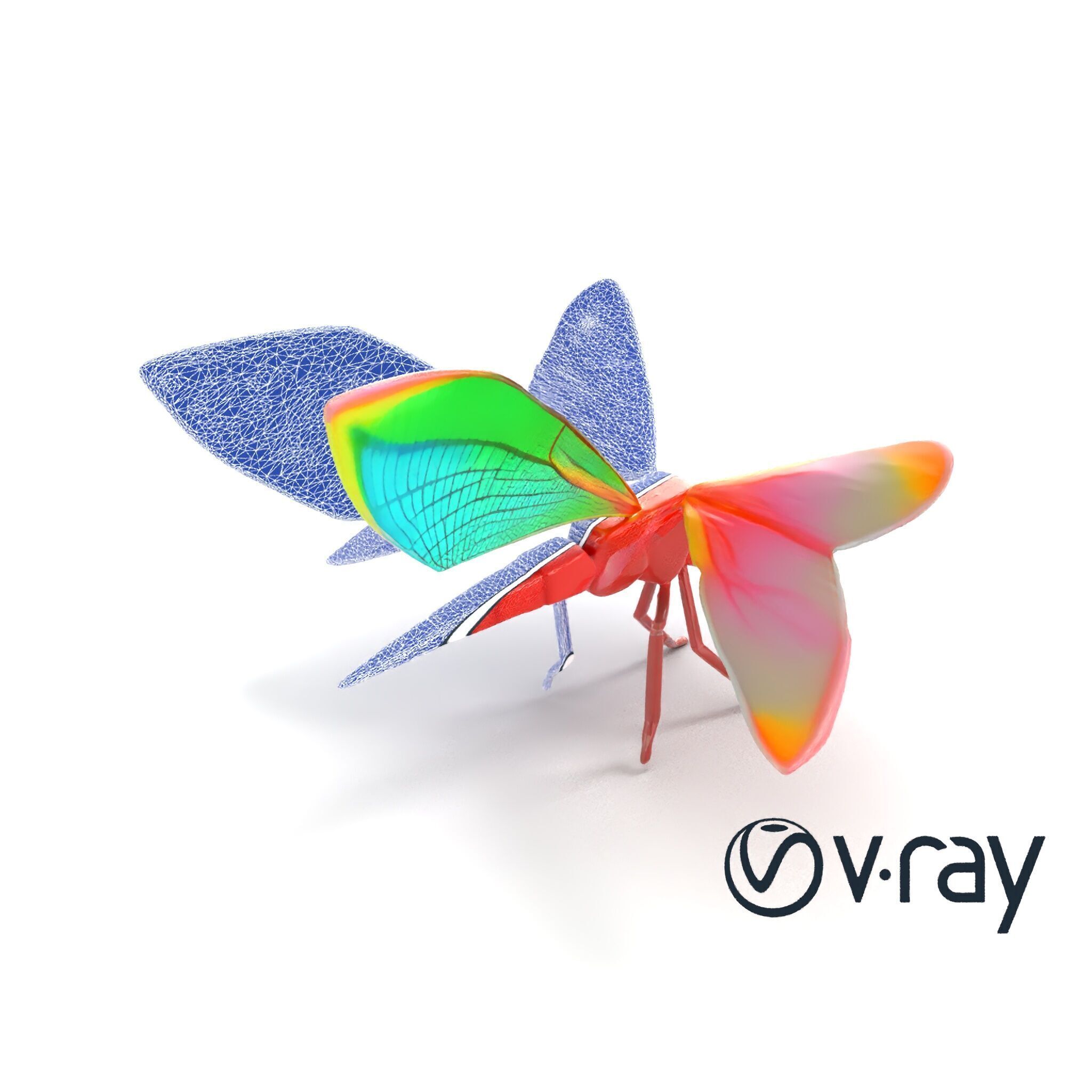 Origami Dragonfly Iridescent Wings model pack Low-poly 3D model_27