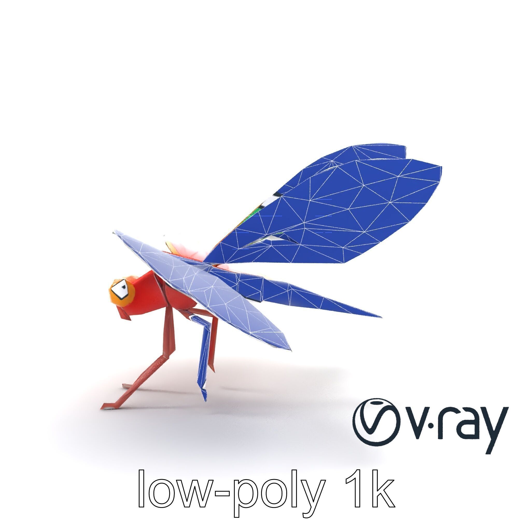 Origami Dragonfly Iridescent Wings model pack Low-poly 3D model_15