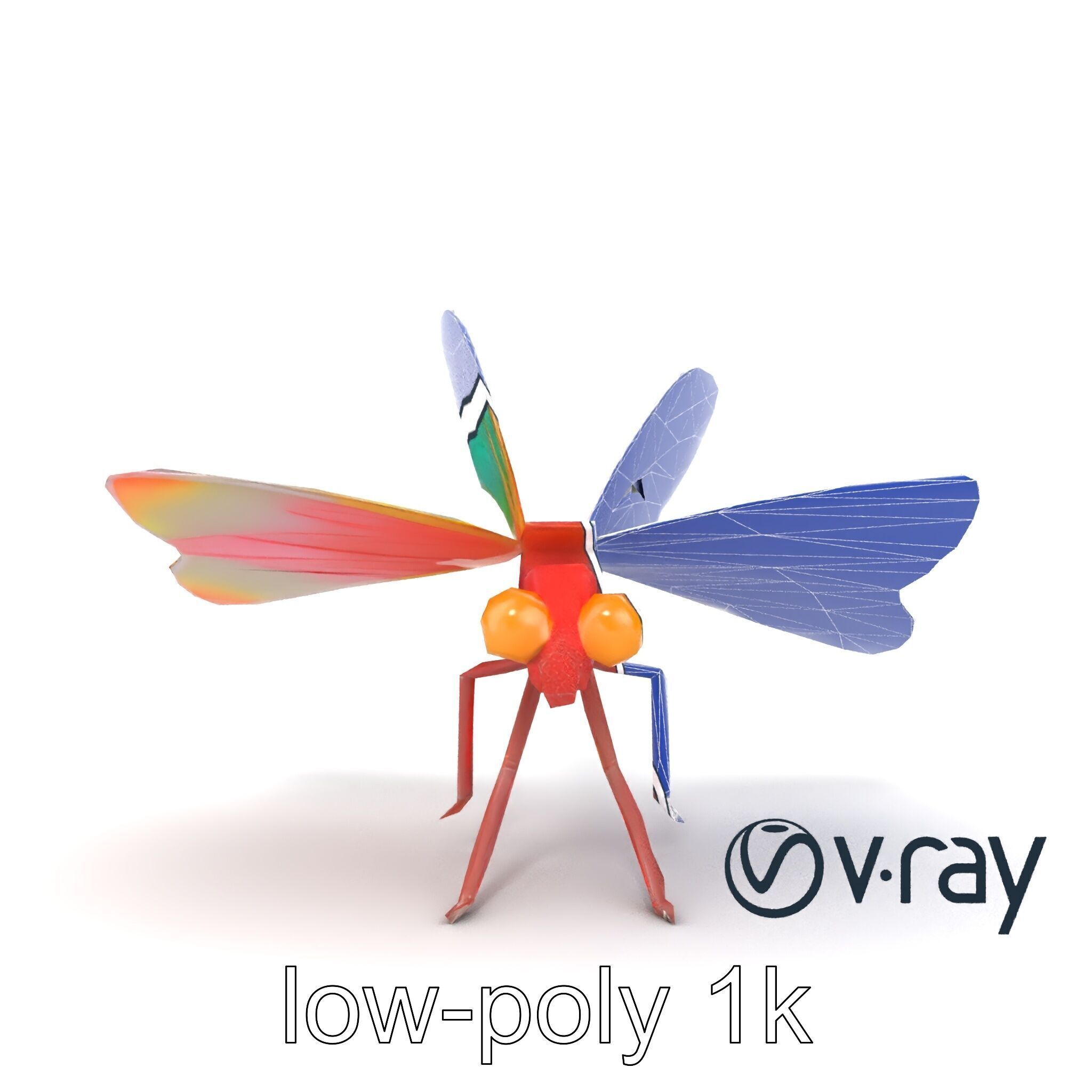 Origami Dragonfly Iridescent Wings model pack Low-poly 3D model_19