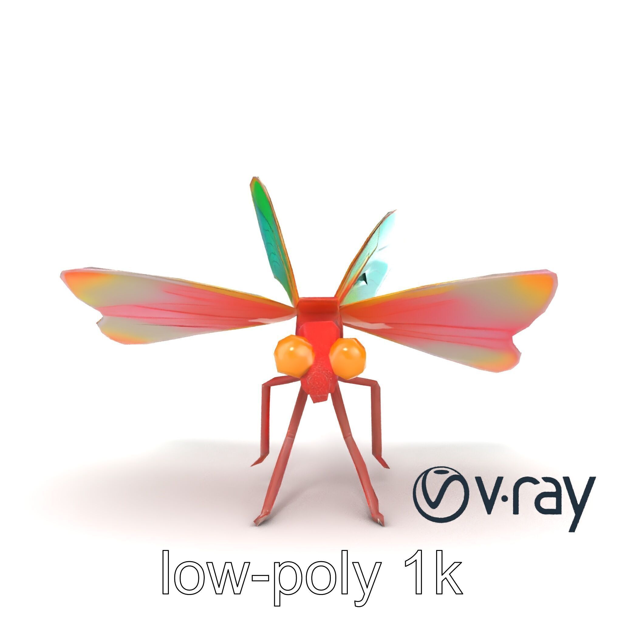 Origami Dragonfly Iridescent Wings model pack Low-poly 3D model_23