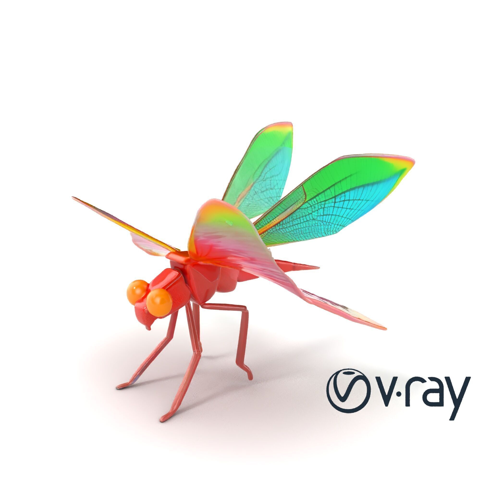 Origami Dragonfly Iridescent Wings model pack Low-poly 3D model_6