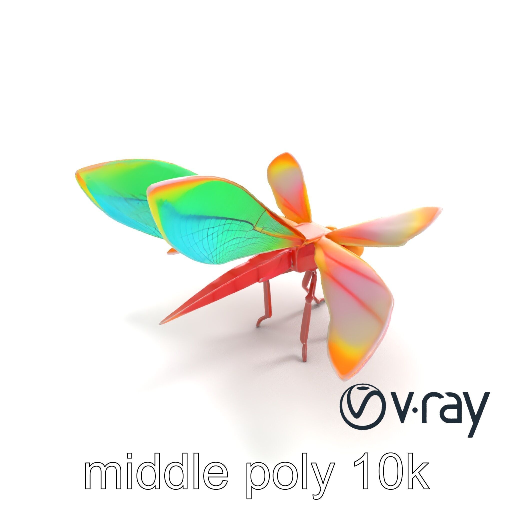 Origami Dragonfly Iridescent Wings model pack Low-poly 3D model_4