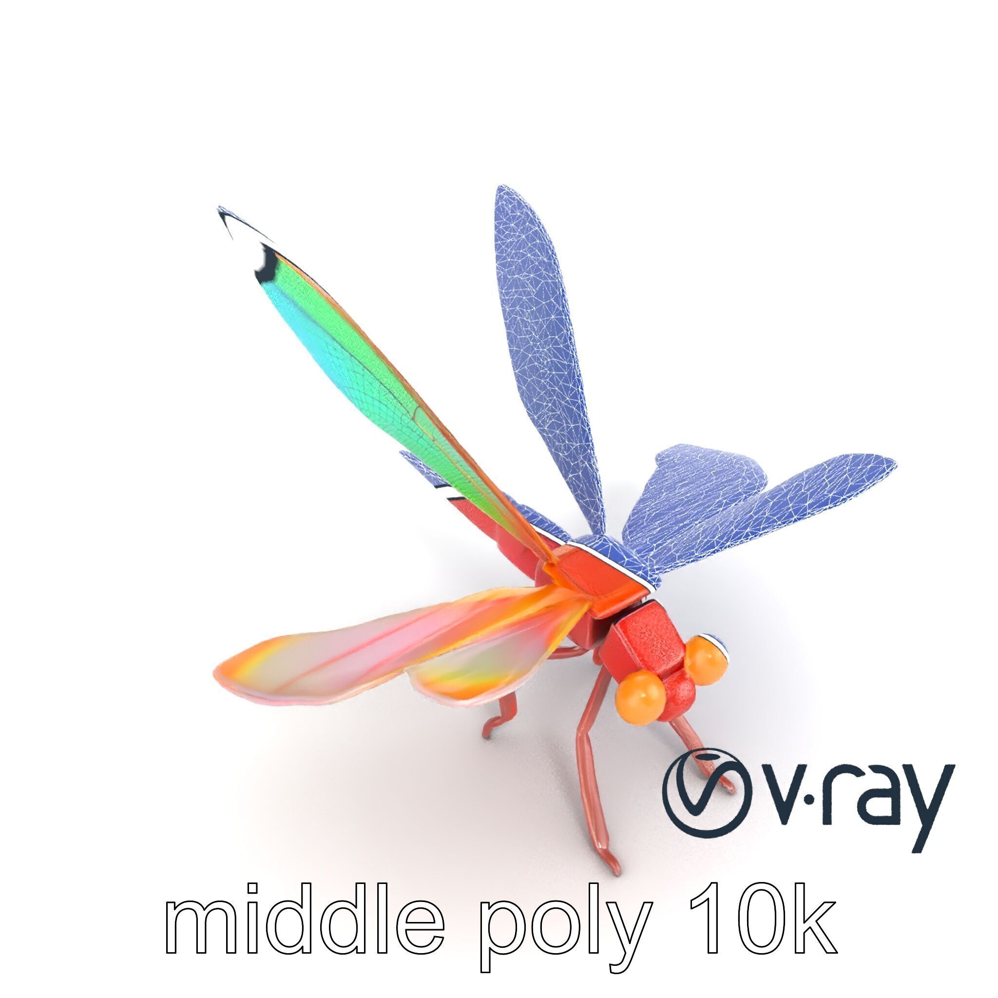 Origami Dragonfly Iridescent Wings model pack Low-poly 3D model_12