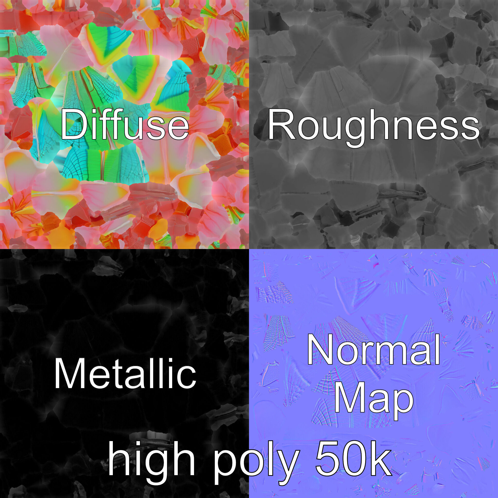 Origami Dragonfly Iridescent Wings model pack Low-poly 3D model_1