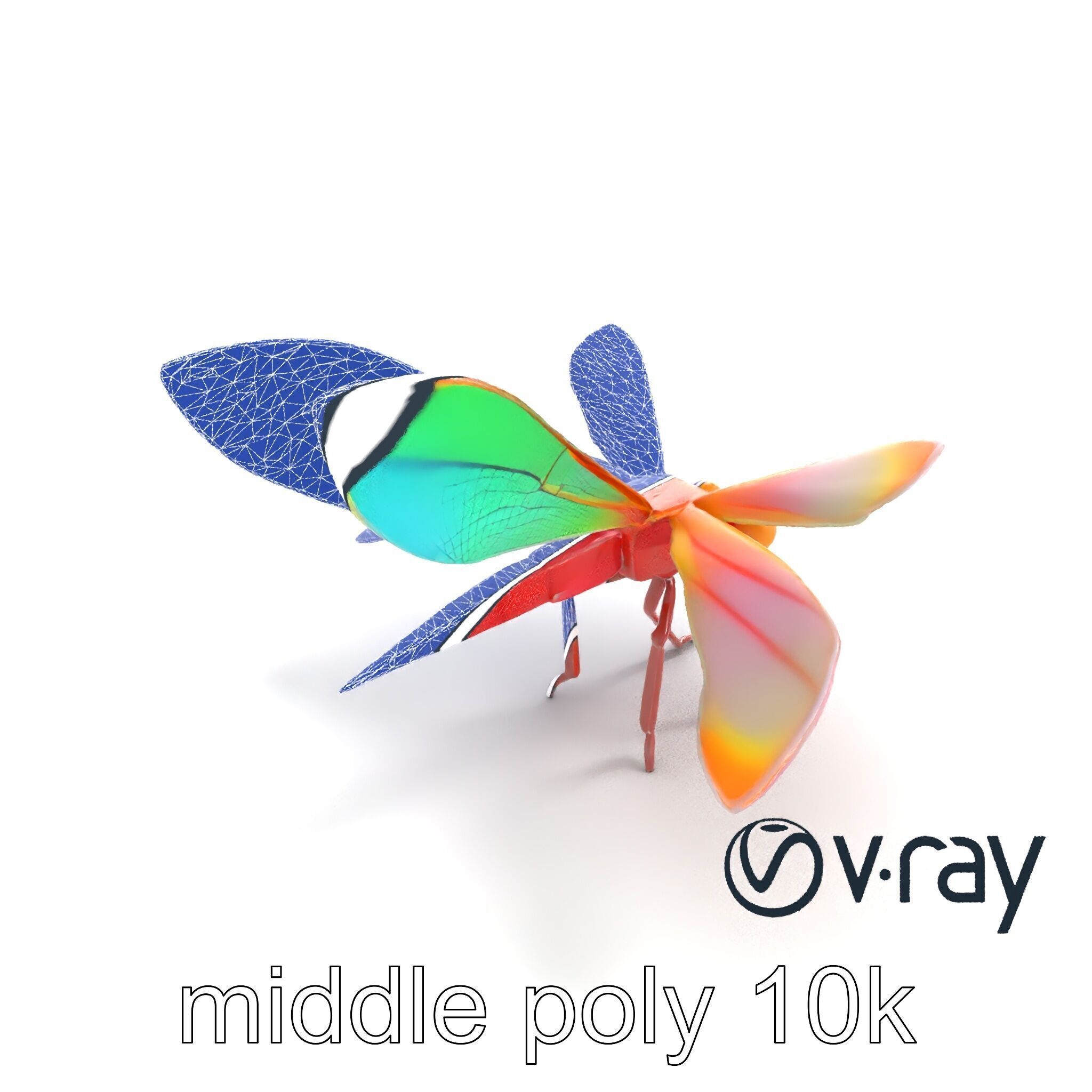 Origami Dragonfly Iridescent Wings model pack Low-poly 3D model_17
