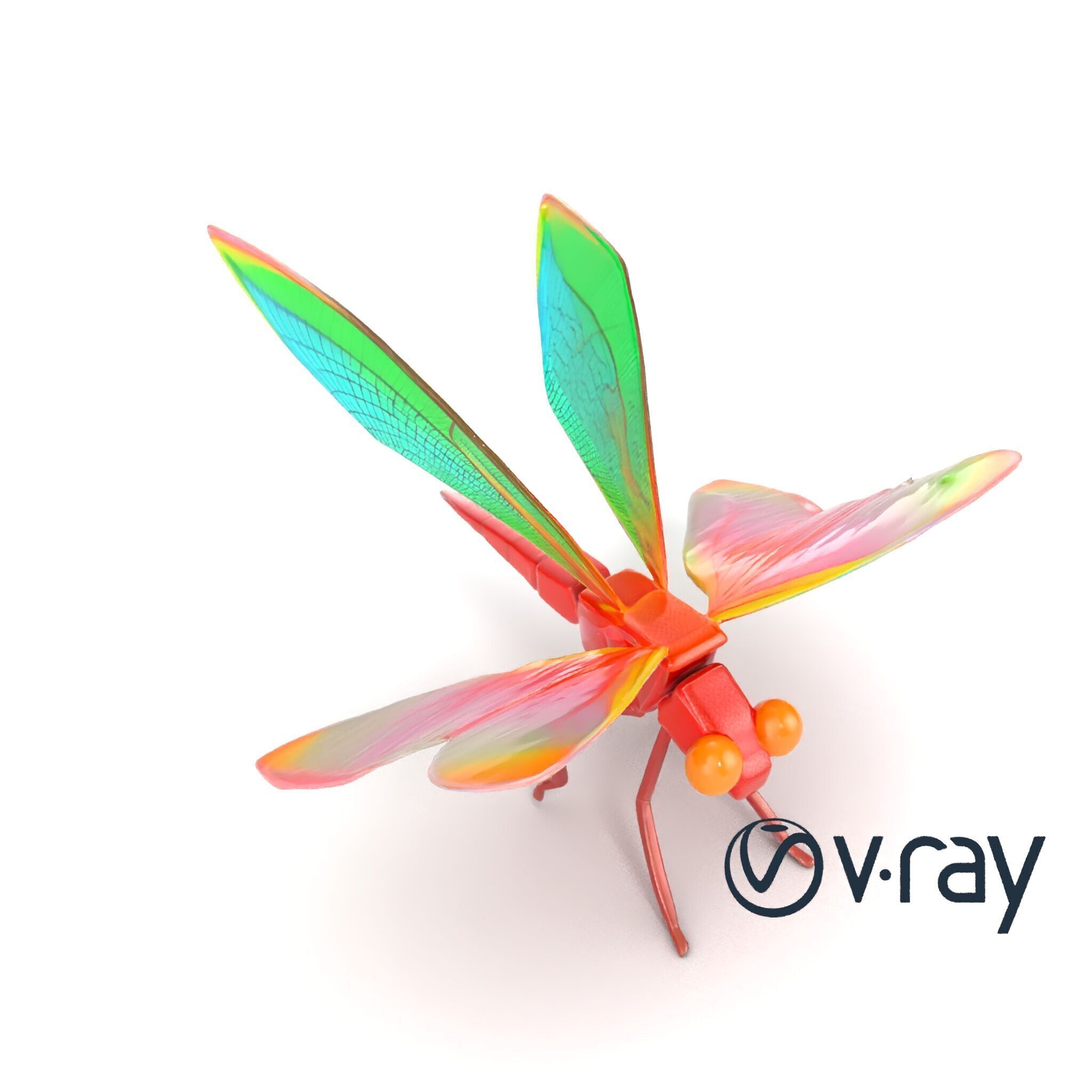 Origami Dragonfly Iridescent Wings model pack Low-poly 3D model_24