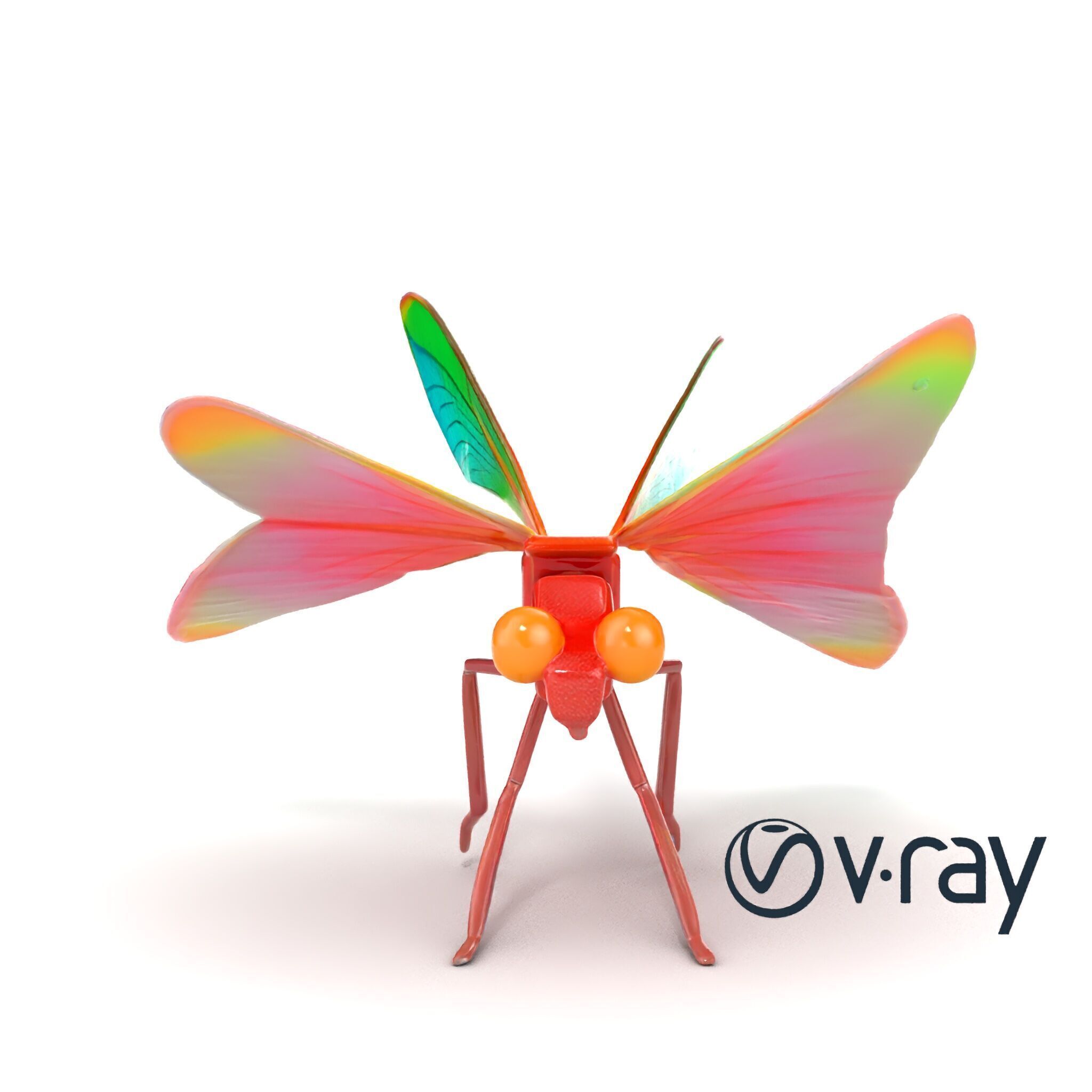 Origami Dragonfly Iridescent Wings model pack Low-poly 3D model_13