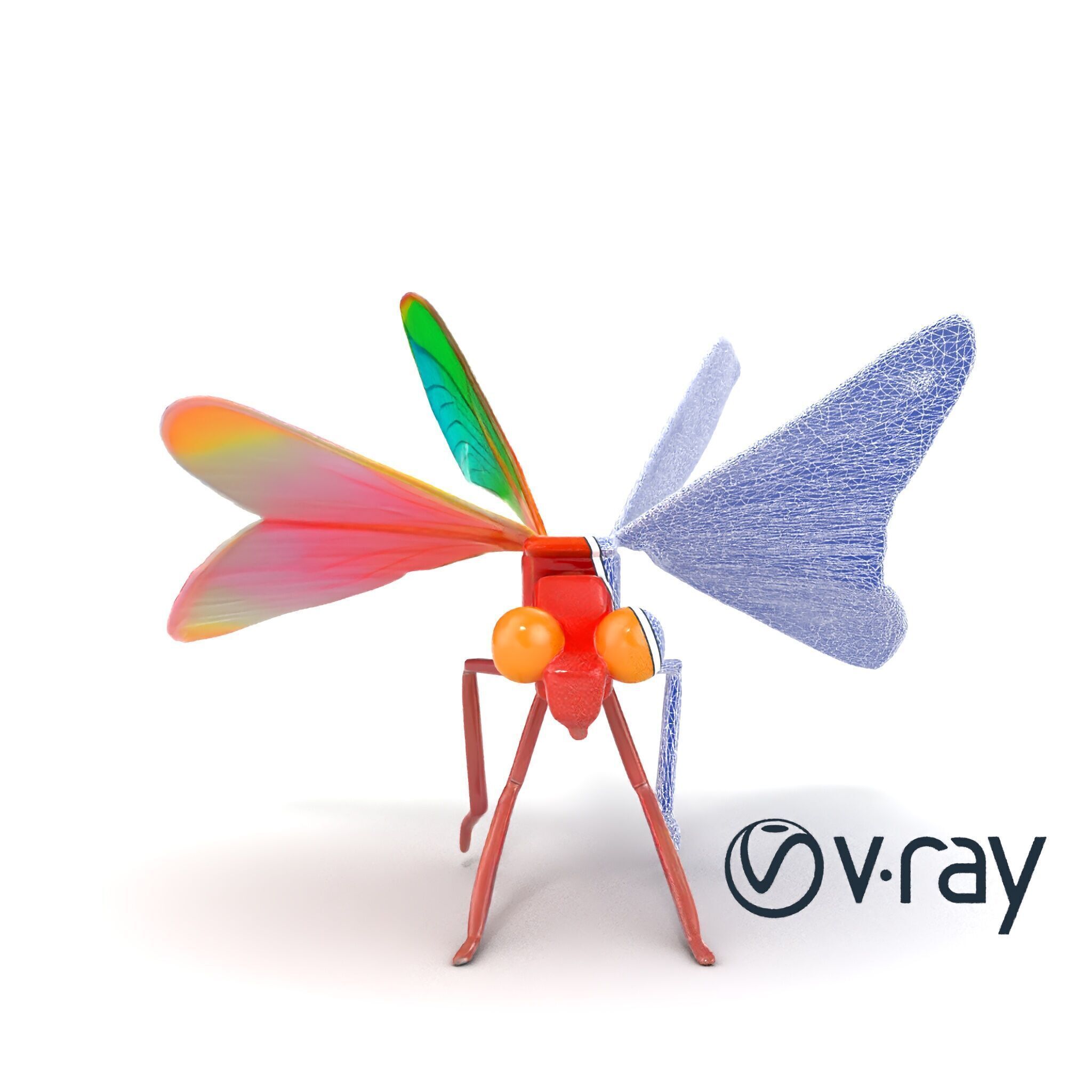 Origami Dragonfly Iridescent Wings model pack Low-poly 3D model_30