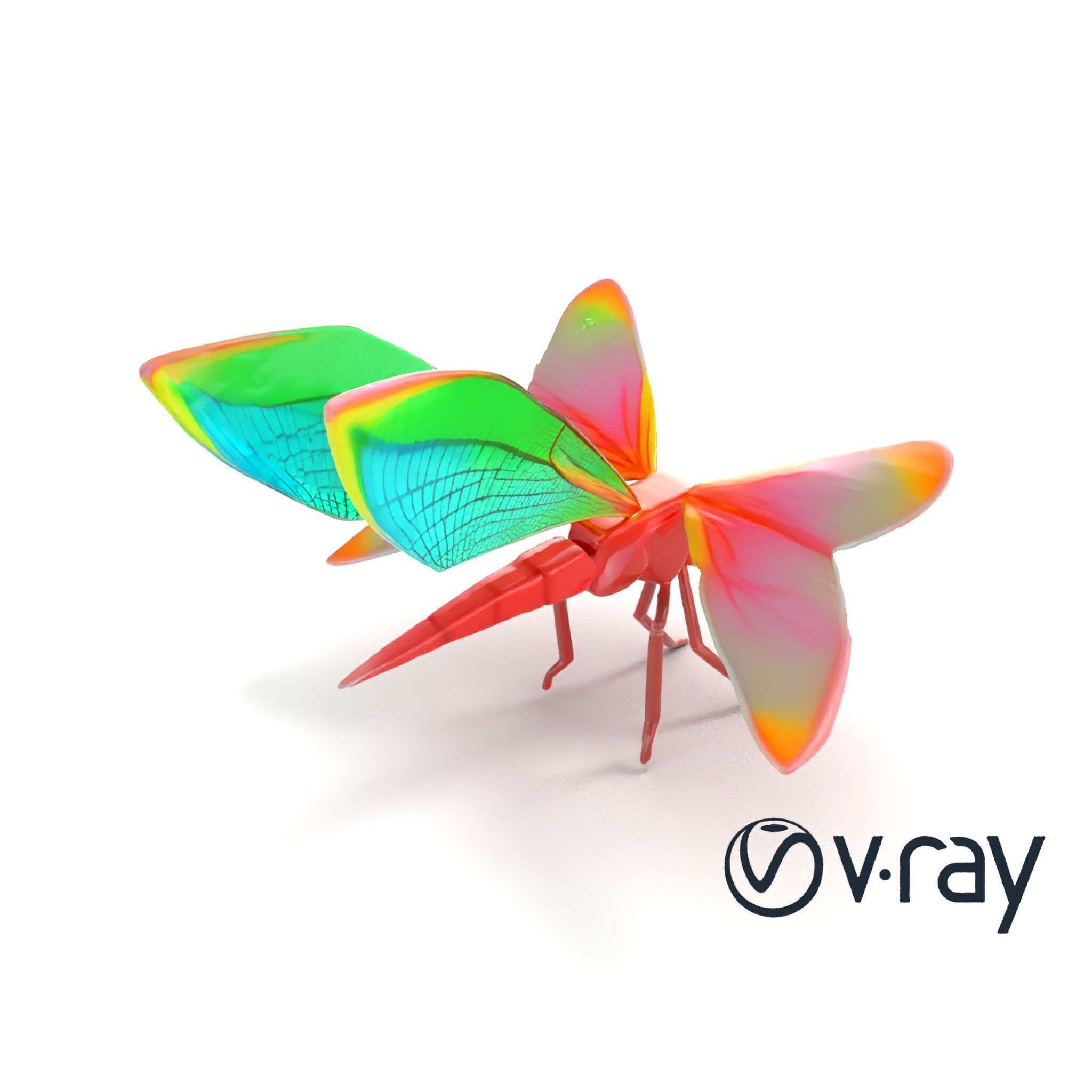 Origami Dragonfly Iridescent Wings model pack Low-poly 3D model_9
