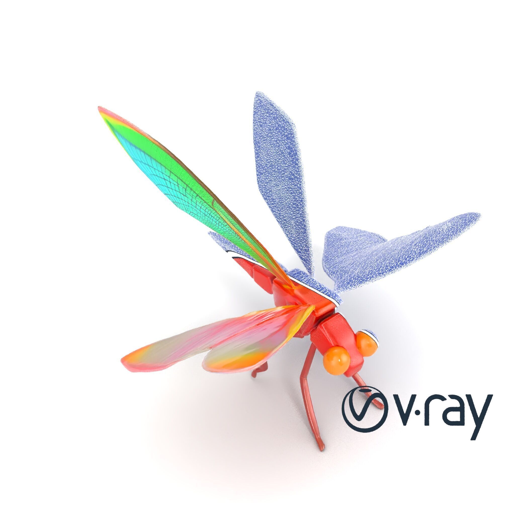 Origami Dragonfly Iridescent Wings model pack Low-poly 3D model_26