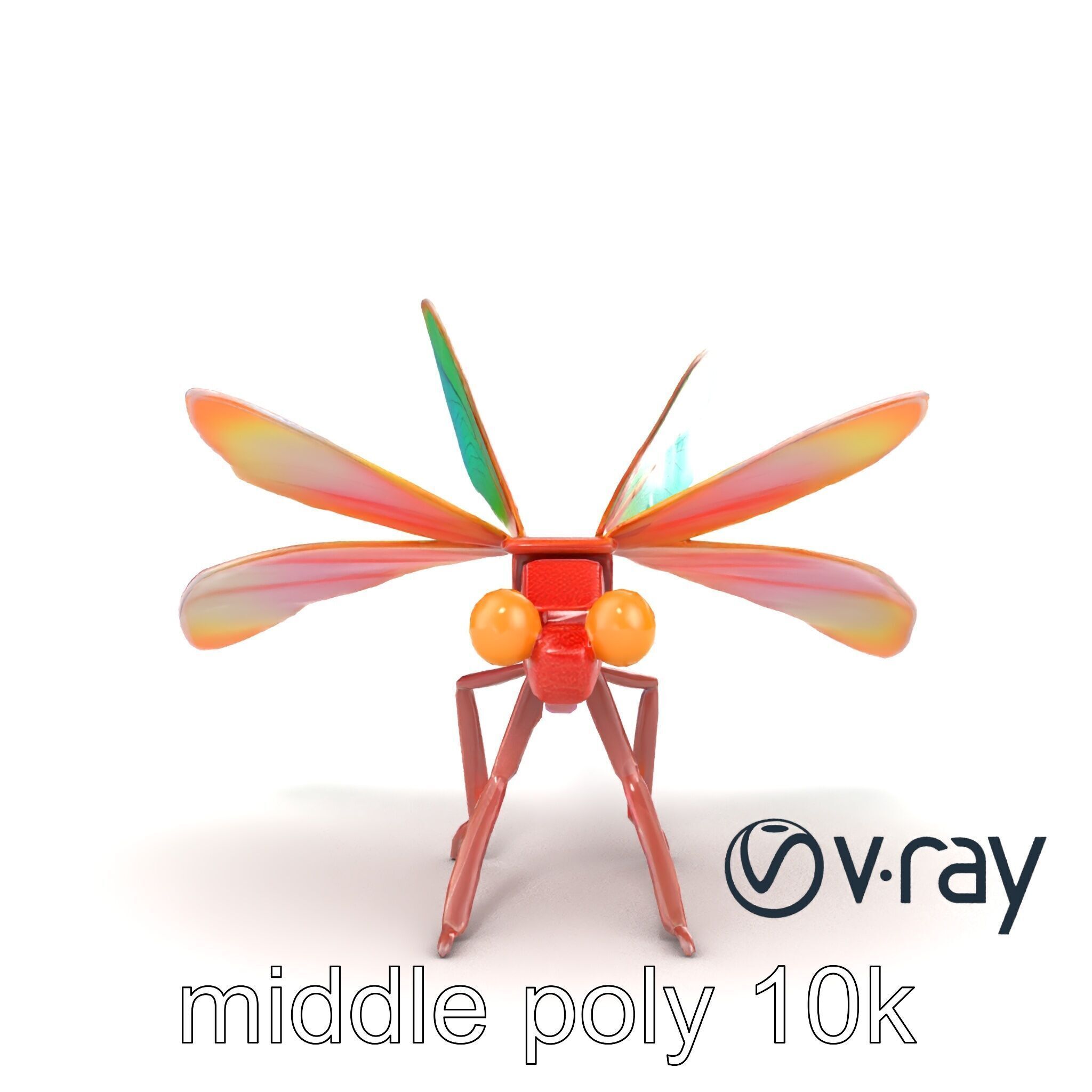 Origami Dragonfly Iridescent Wings model pack Low-poly 3D model_11