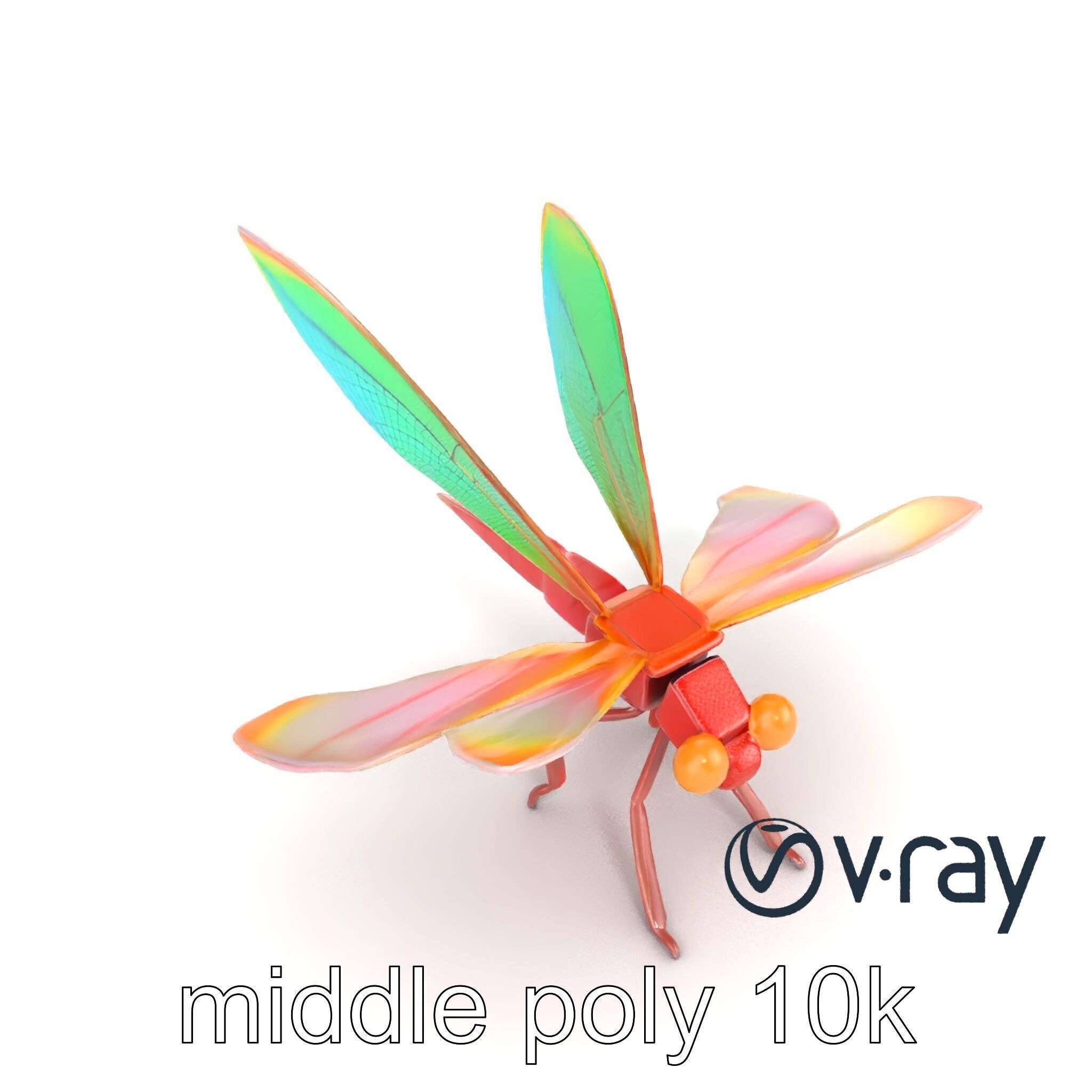 Origami Dragonfly Iridescent Wings model pack Low-poly 3D model_7