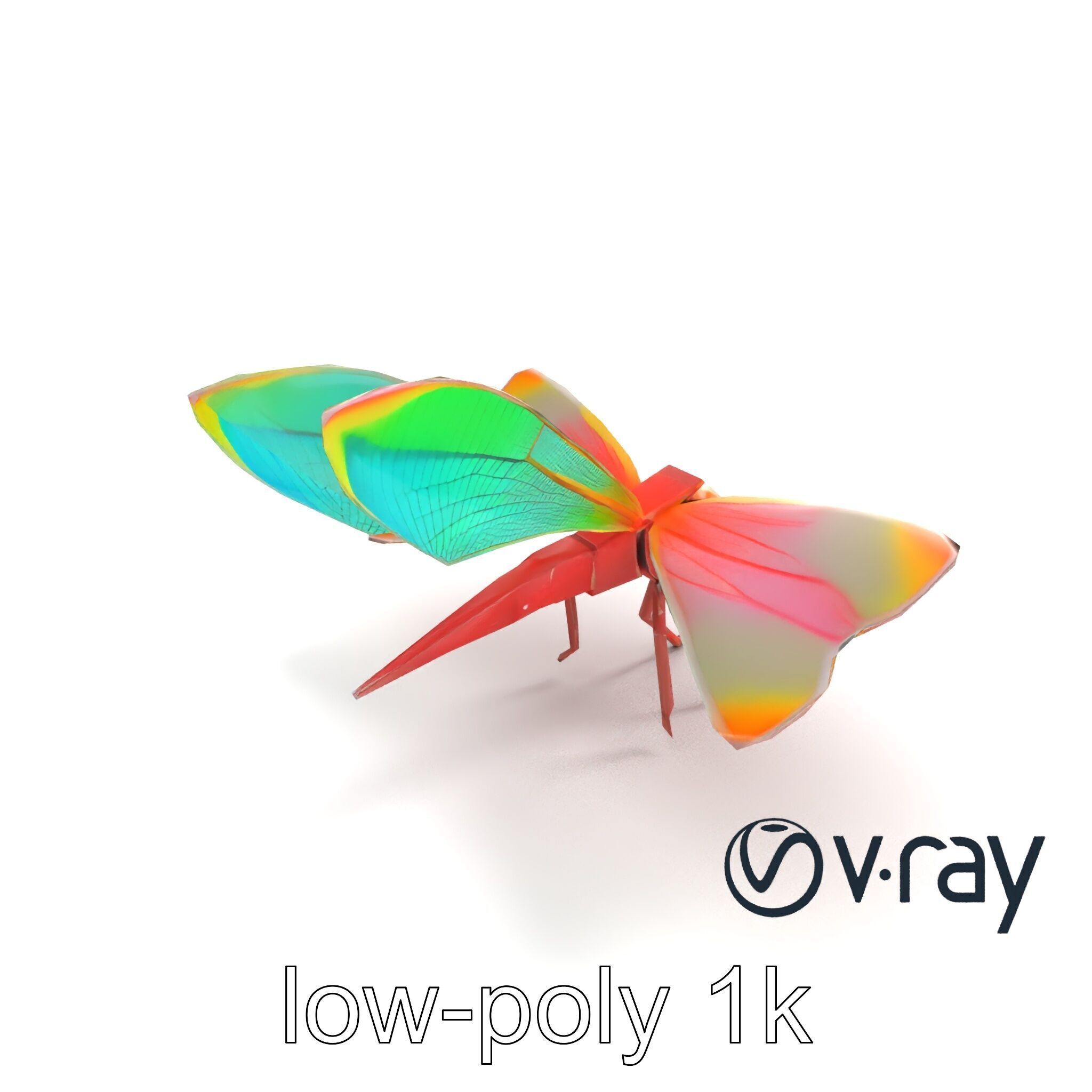 Origami Dragonfly Iridescent Wings model pack Low-poly 3D model_8