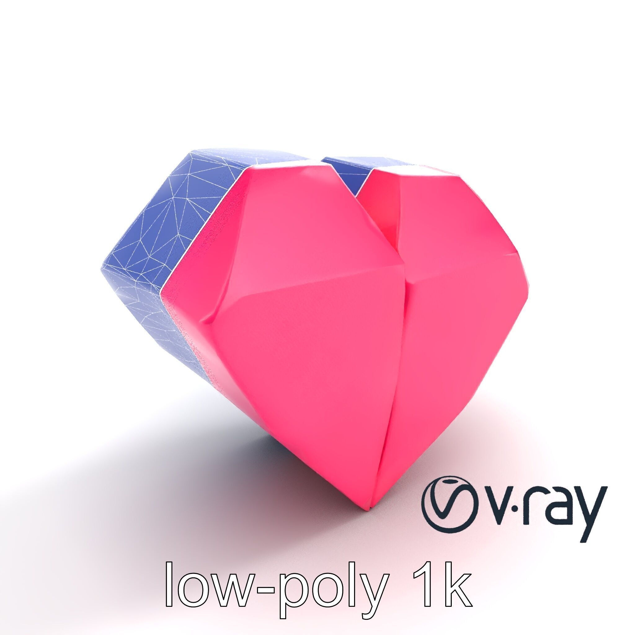 Origami Heart Model Pack with Smooth Folded Design Low-poly 3D model_17