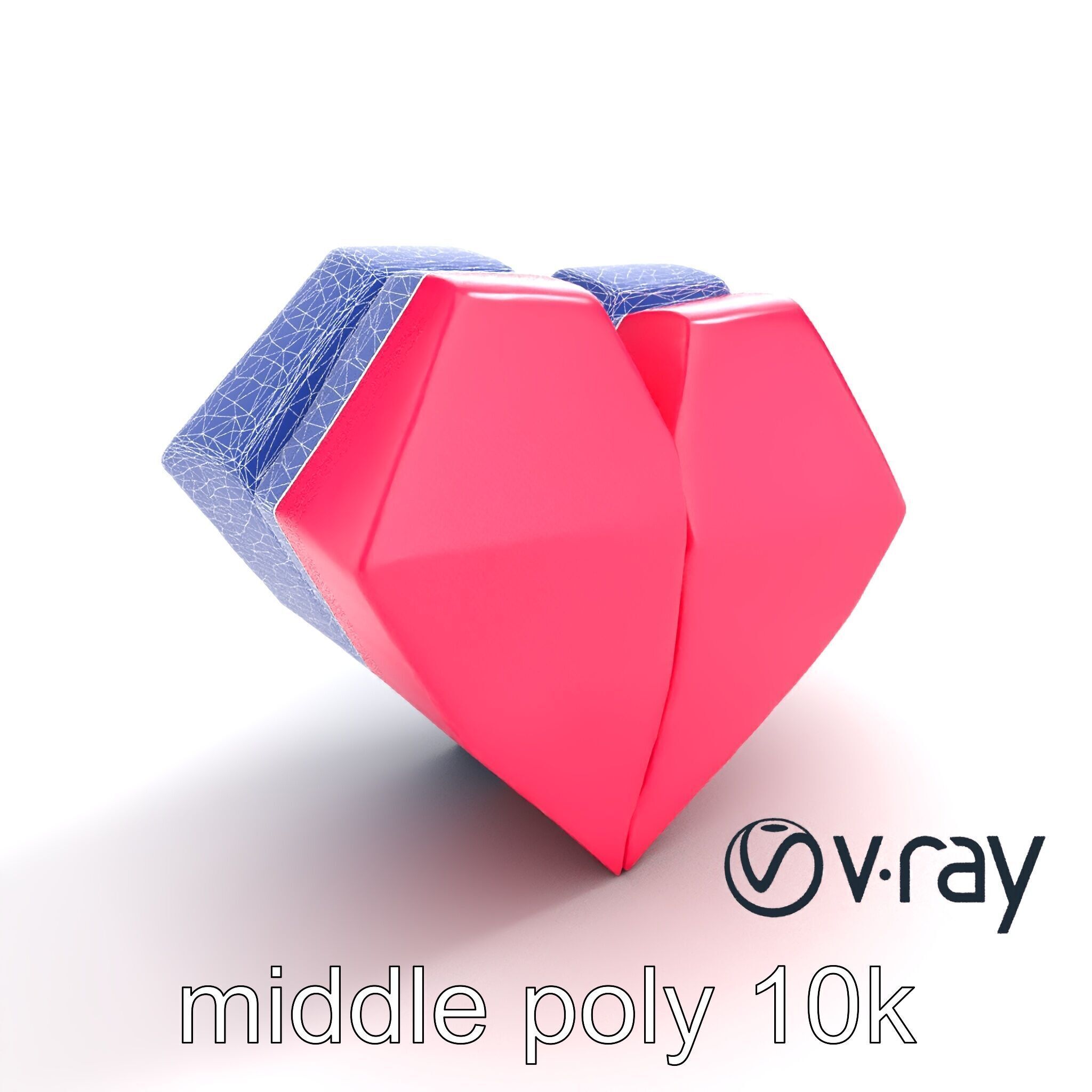 Origami Heart Model Pack with Smooth Folded Design Low-poly 3D model_23