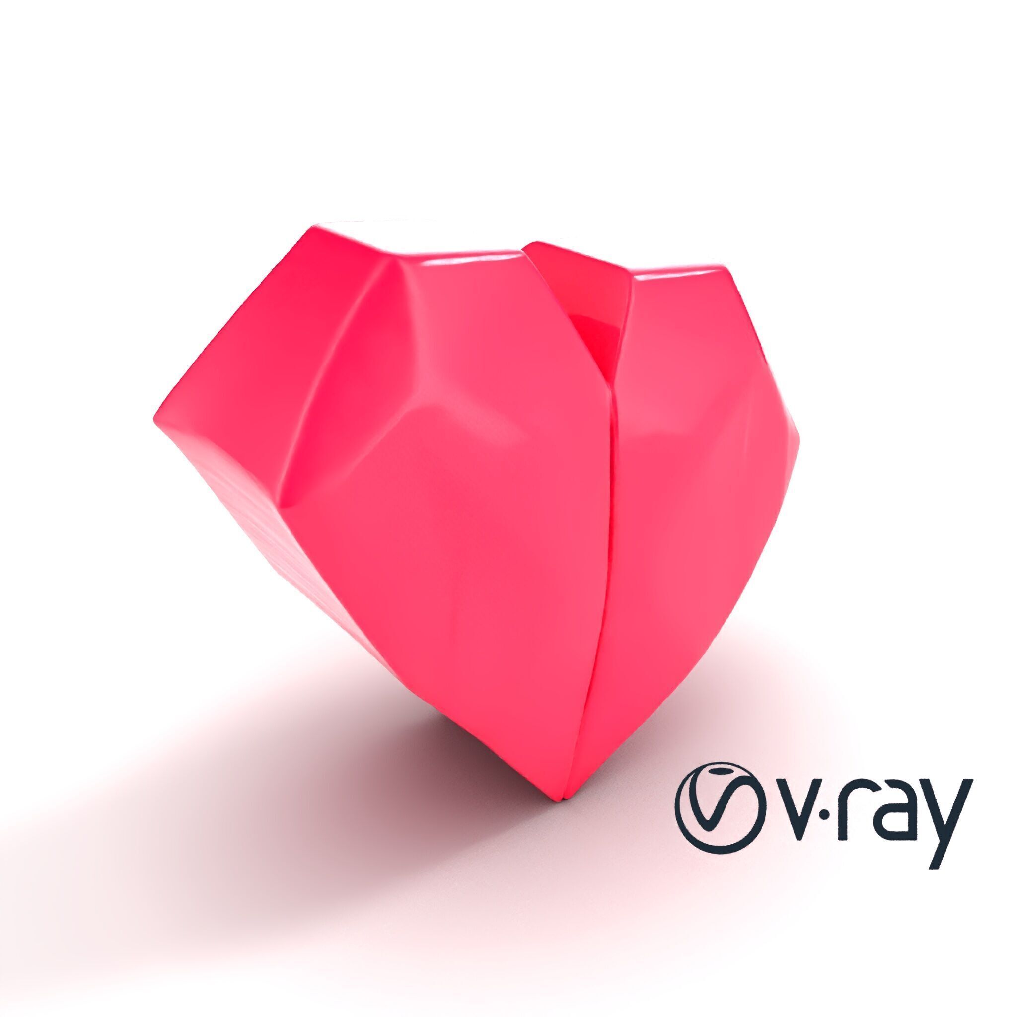 Origami Heart Model Pack with Smooth Folded Design Low-poly 3D model_10