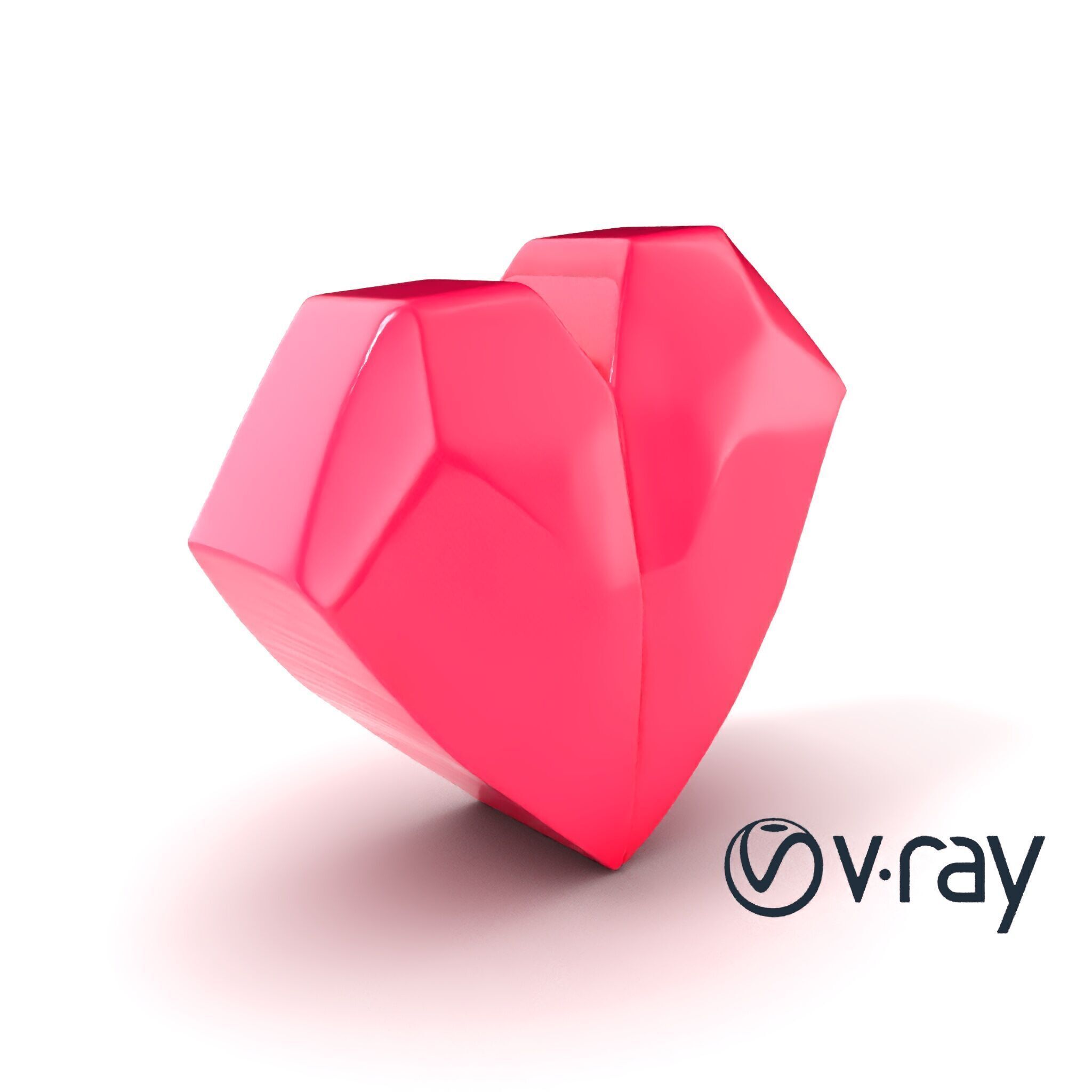 Origami Heart Model Pack with Smooth Folded Design Low-poly 3D model_6