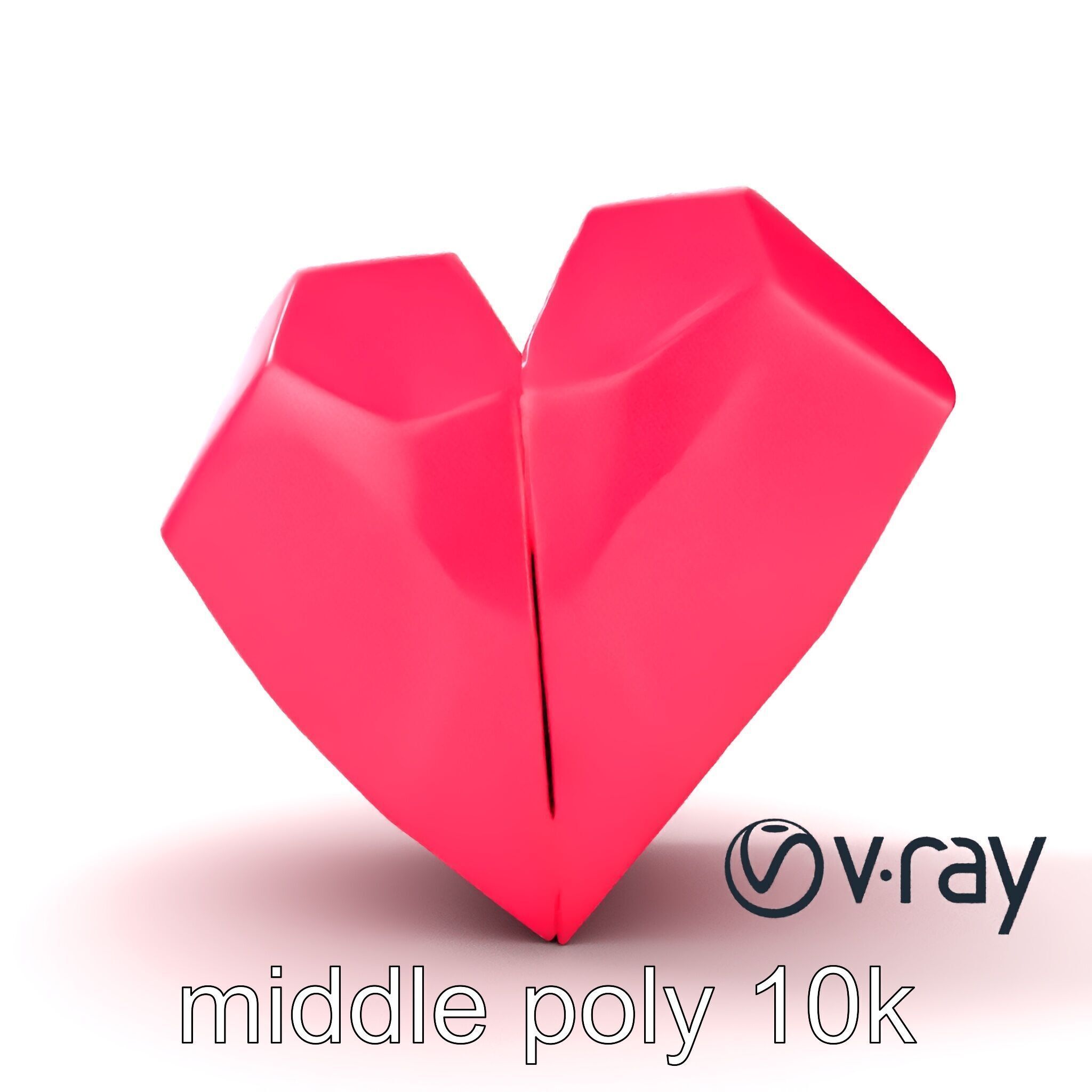 Origami Heart Model Pack with Smooth Folded Design Low-poly 3D model_14
