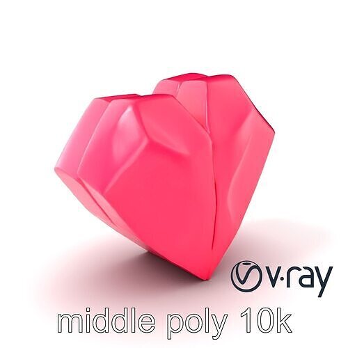 Origami Heart Model Pack with Smooth Folded Design Low-poly 3D model