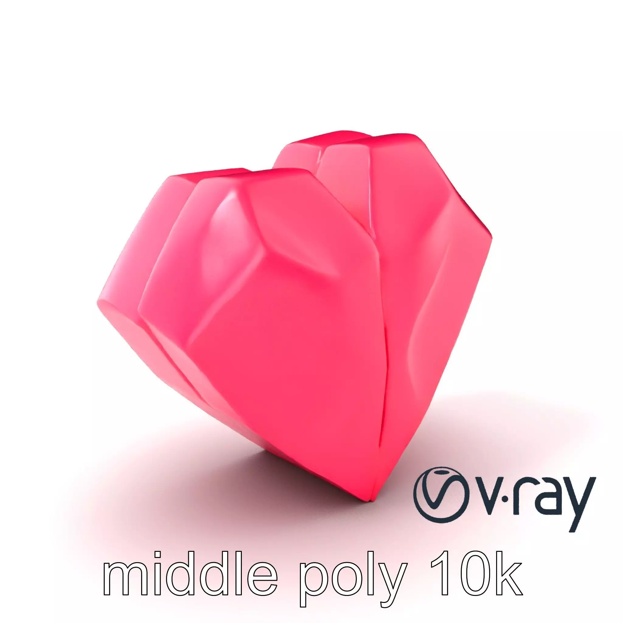 Origami Heart Model Pack with Smooth Folded Design Low-poly 3D model_0