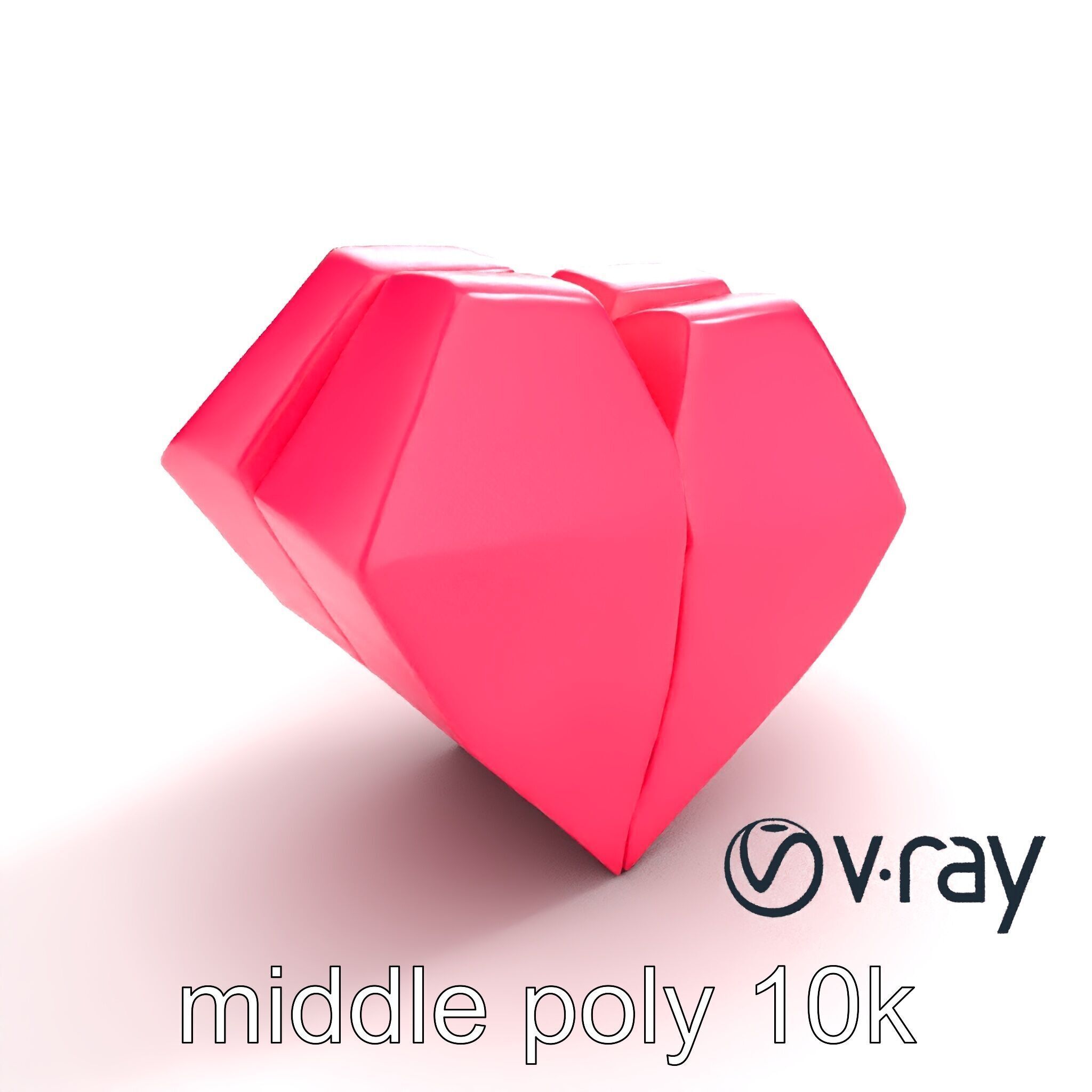 Origami Heart Model Pack with Smooth Folded Design Low-poly 3D model_4