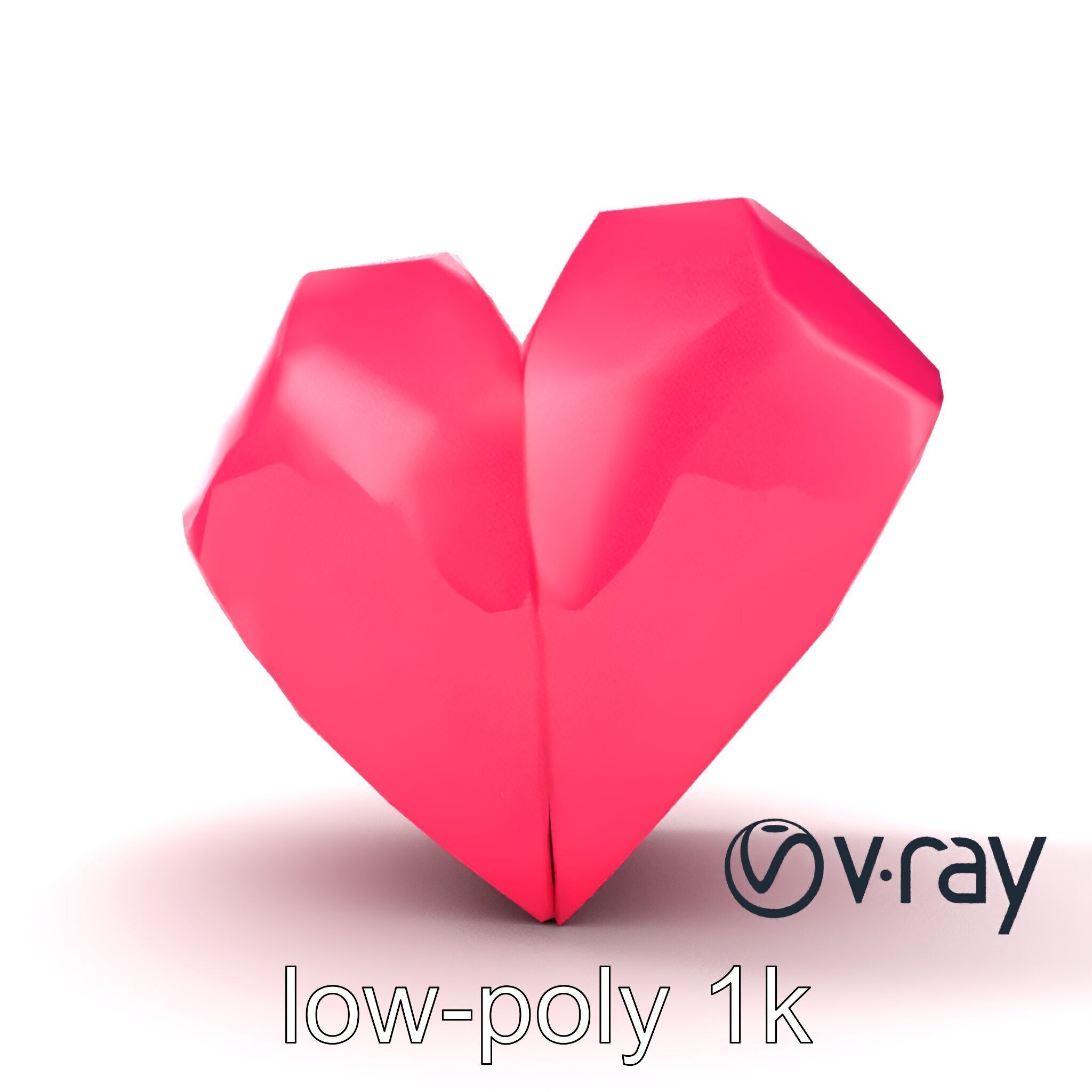 Origami Heart Model Pack with Smooth Folded Design Low-poly 3D model_30
