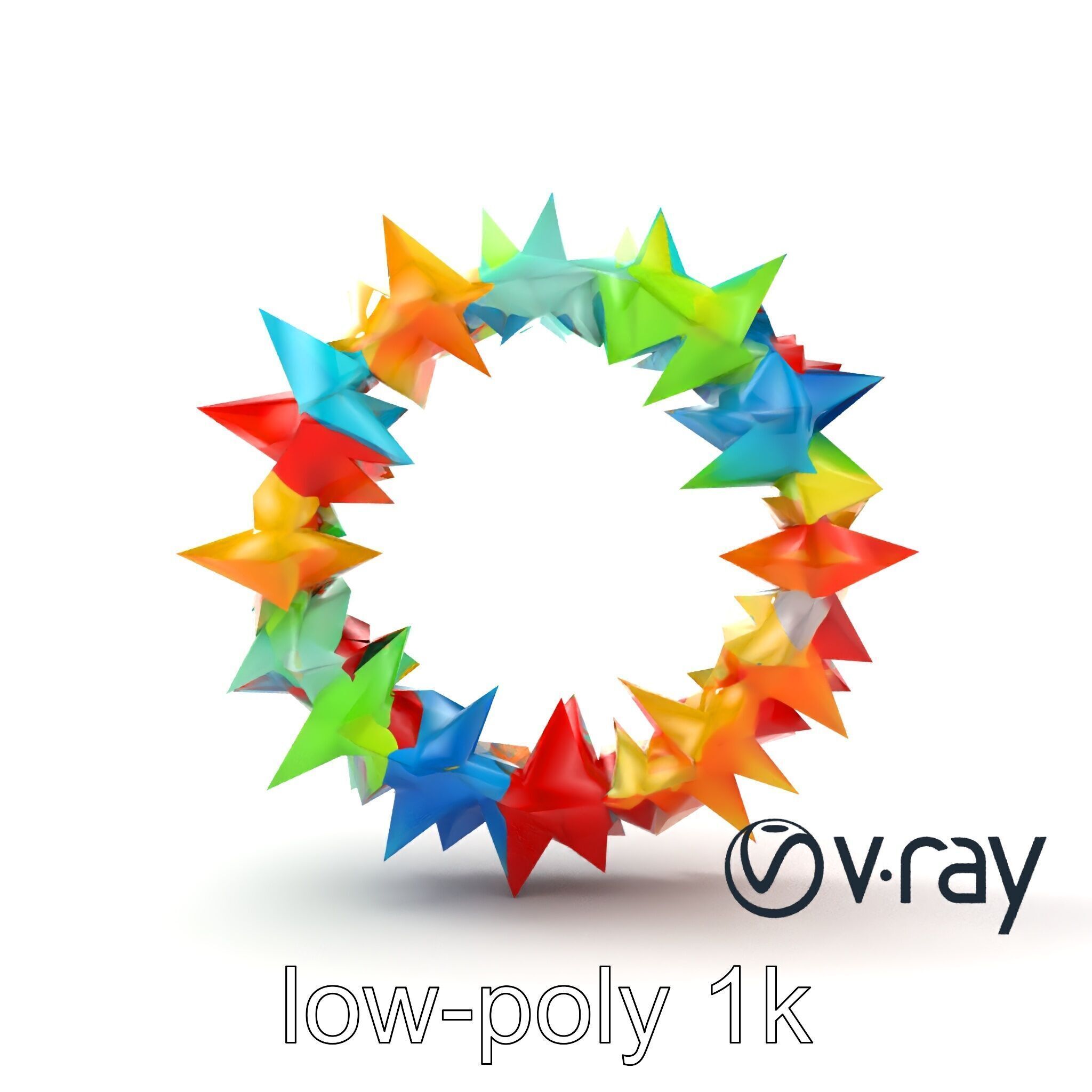 Festive Origami Crane Wreath Model Pack Low-poly 3D model_28