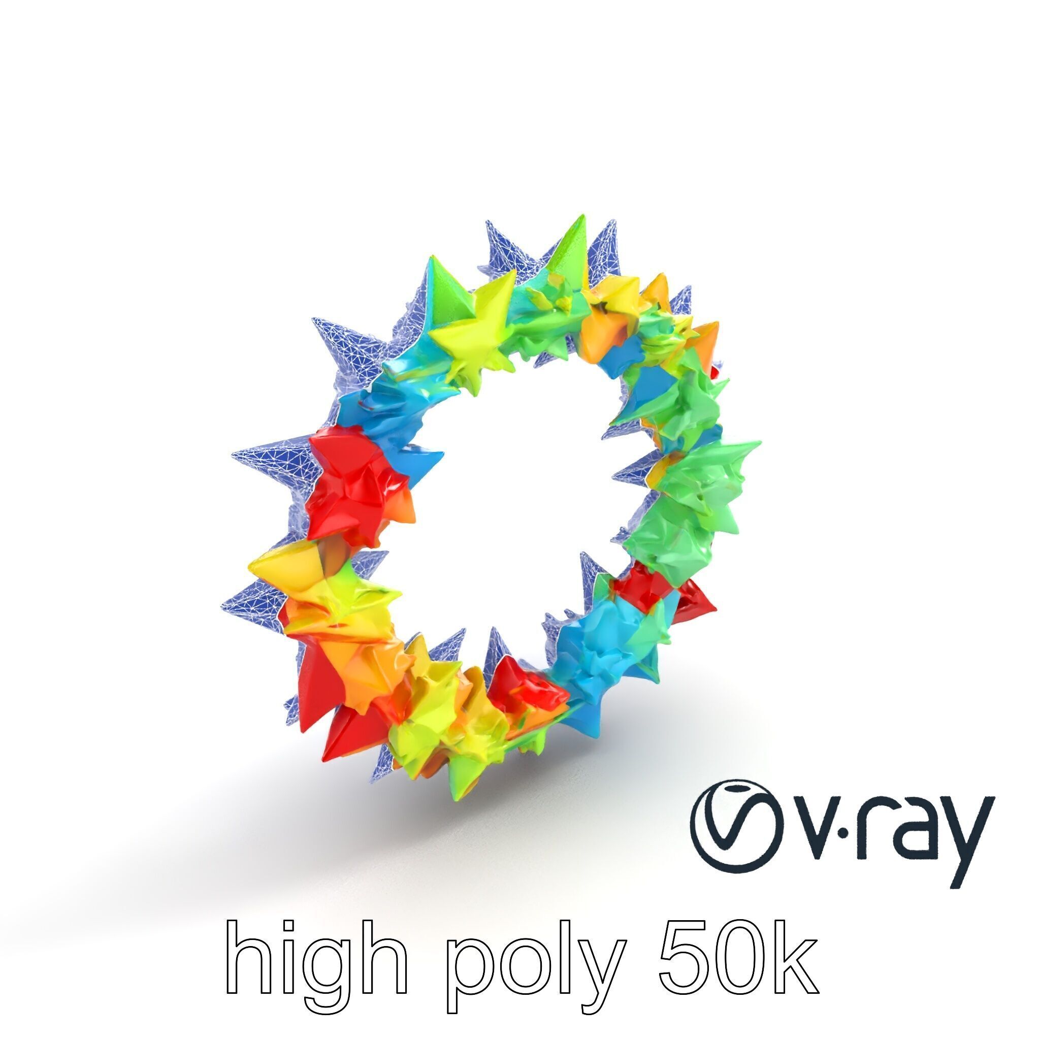 Festive Origami Crane Wreath Model Pack Low-poly 3D model_30
