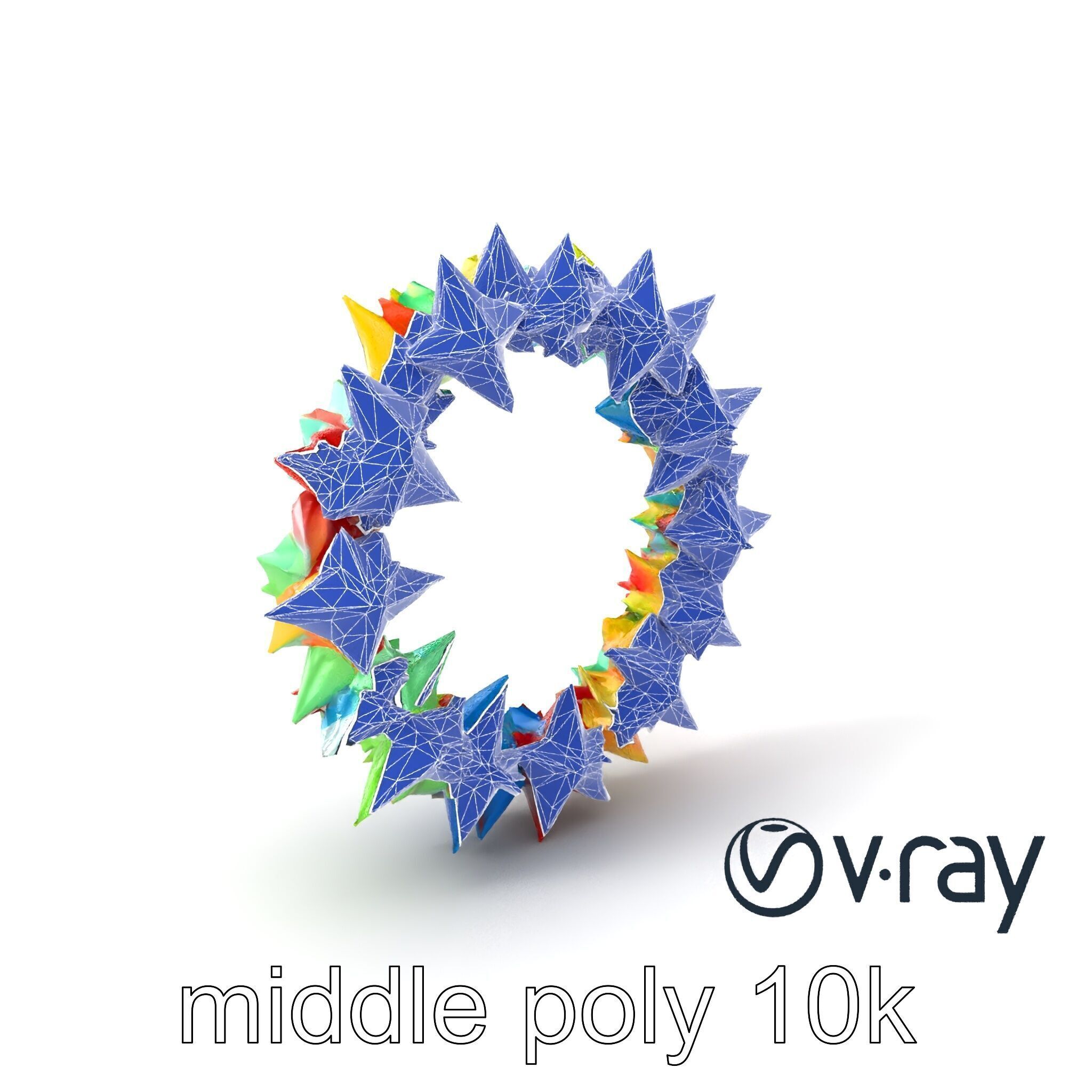 Festive Origami Crane Wreath Model Pack Low-poly 3D model_4