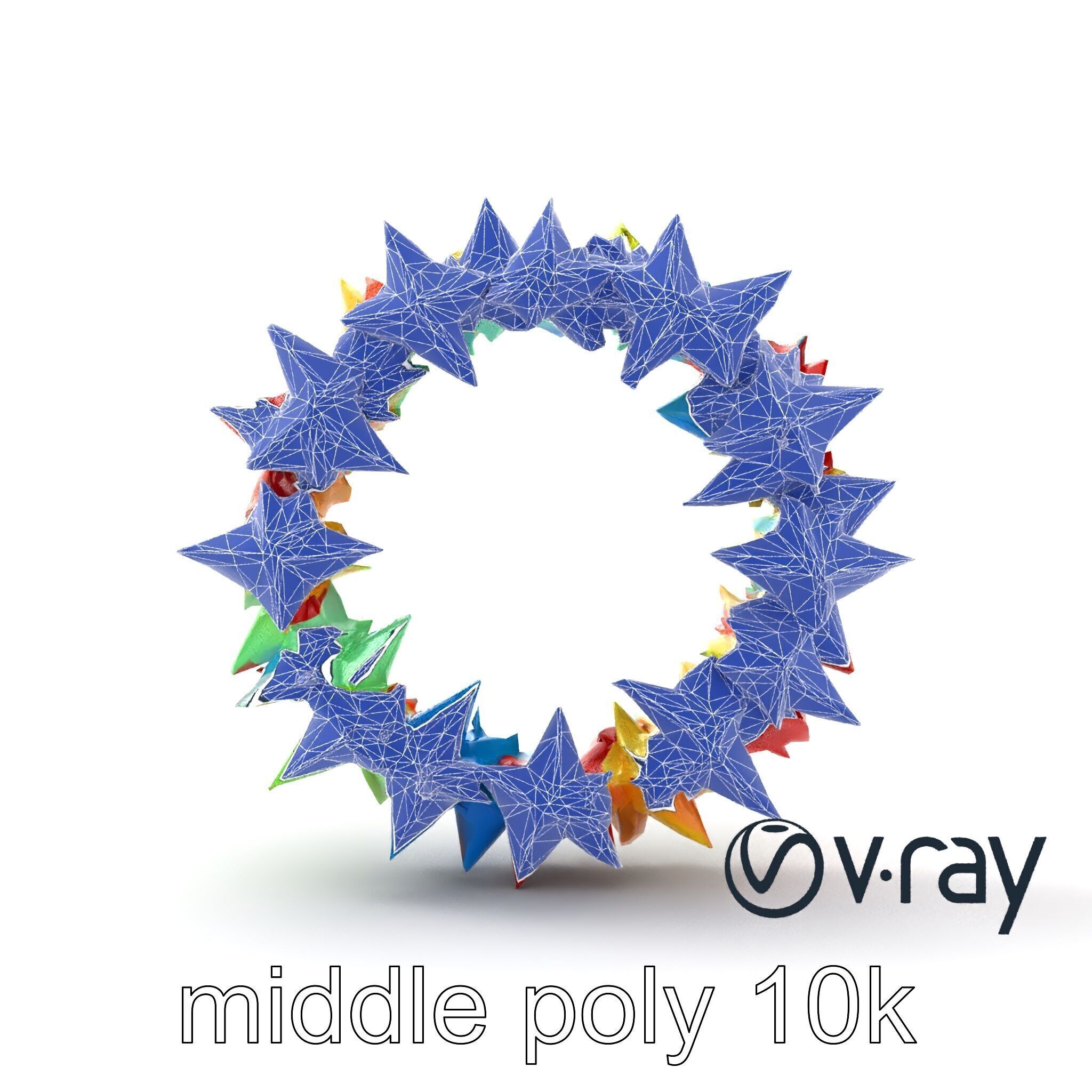 Festive Origami Crane Wreath Model Pack Low-poly 3D model_29